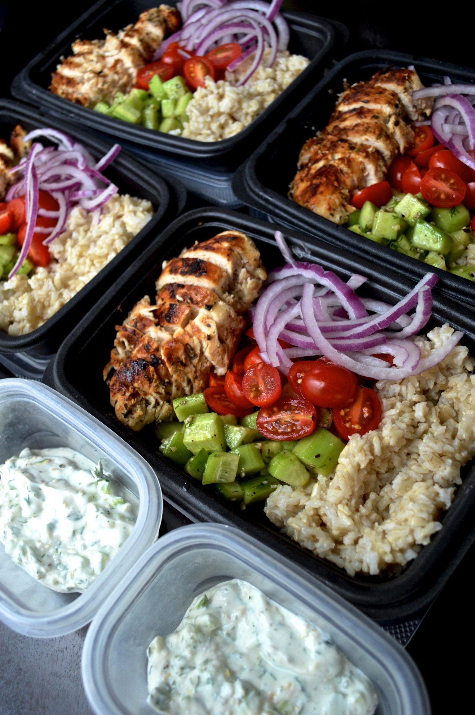 Greek Chicken Salad Meal Prep Bowls