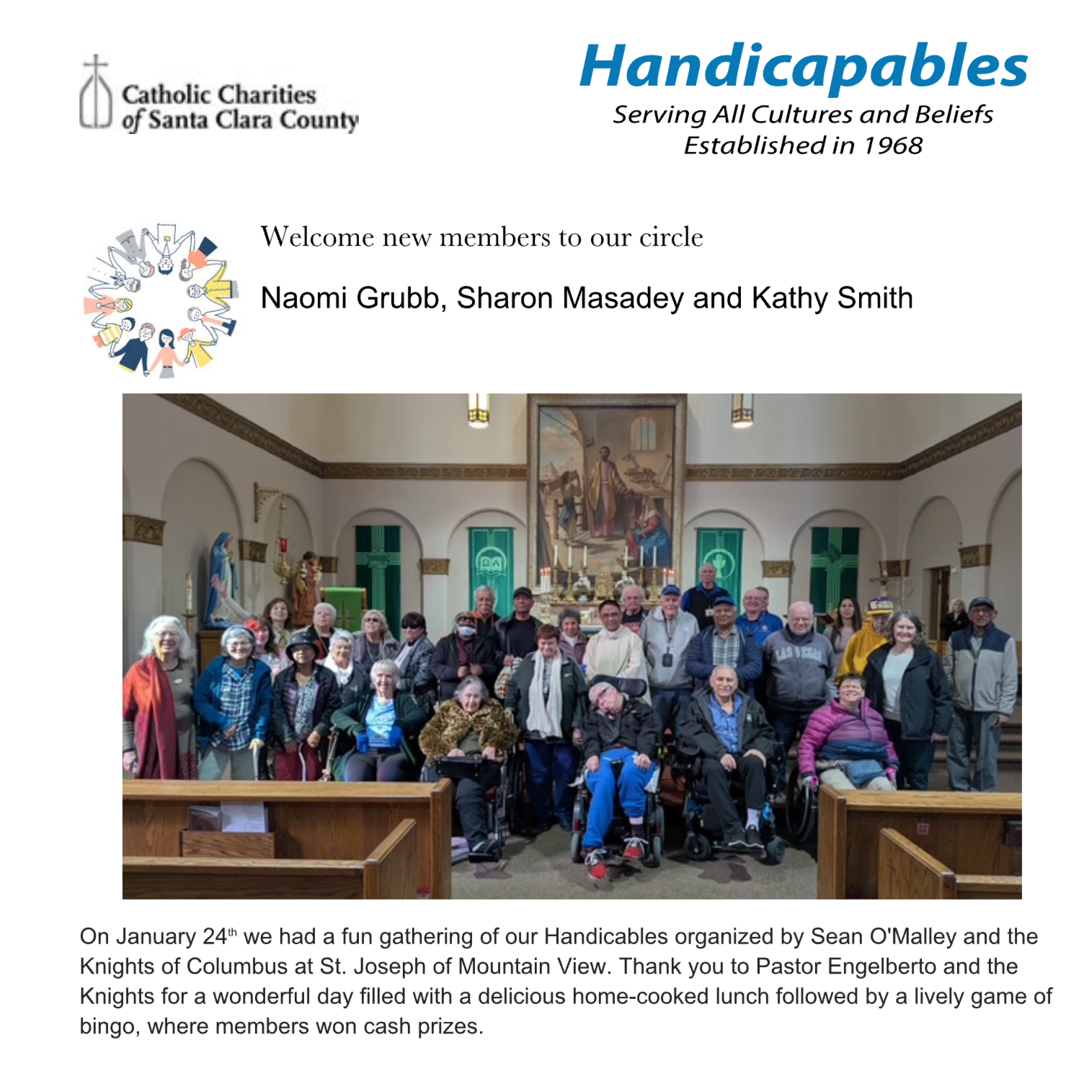 Group picture inside a church.