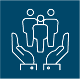 Open hands with three persons