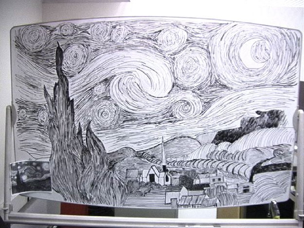  Recreate the masterpiece The Starry Night in black and white! 
