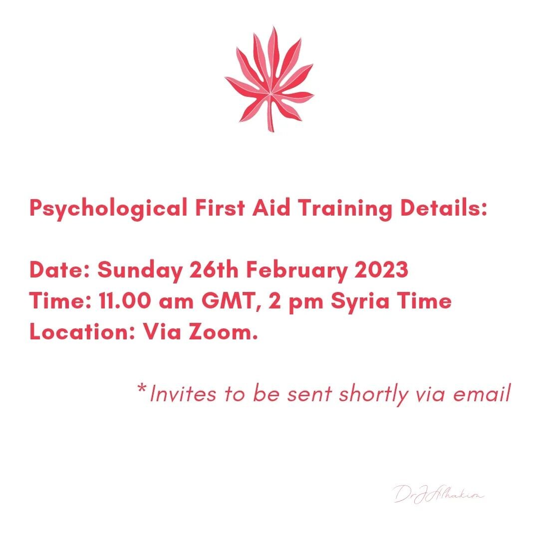 Join us for our free training on Psychological First Aid, offered in response to the recent earthquake in Syria and Turkey. The training will cover essential skills for supporting yourself and others during times of crisis, including listening skills