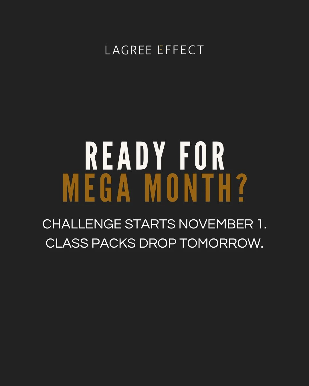 The countdown is on ⏱️ Mega Month starts November 1, but your chance to secure your spot starts tomorrow.⁠
⁠
Choose your challenge:⁠
🔥 Mega Month 12-Pack: 12 classes in November. Stay consistent and earn an exclusive prize.⁠
🔥 Mega Month 16-Pack: 1