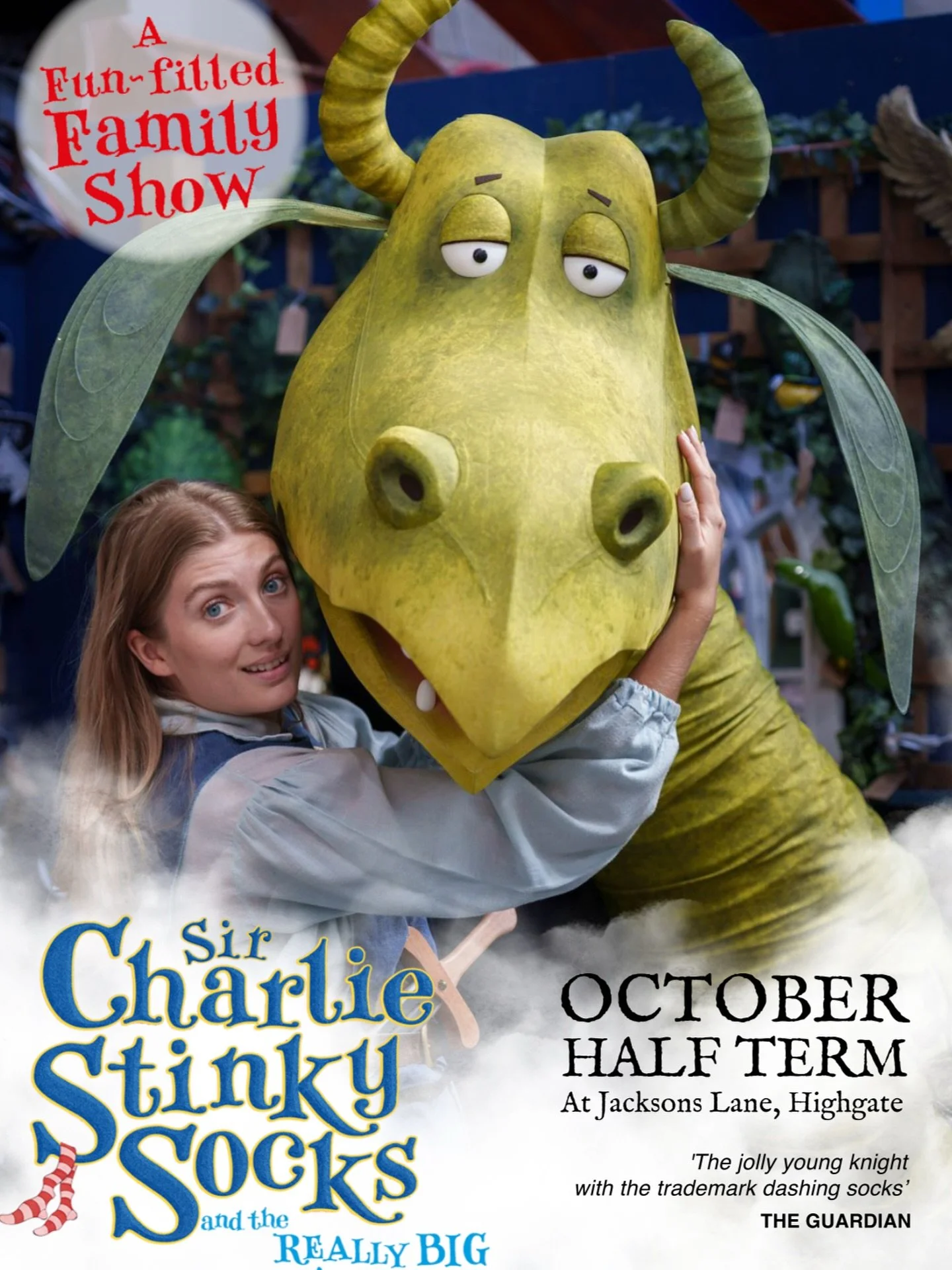 Less than a month until our fun-filled family show &lsquo;Sir Charlie Stinky Socks &amp; The Really Big Adventure&rsquo; launches @jacksons_lane 

Don&rsquo;t miss your chance THIS HALF TERM to come on a fantastical journey with us as we turn the ord