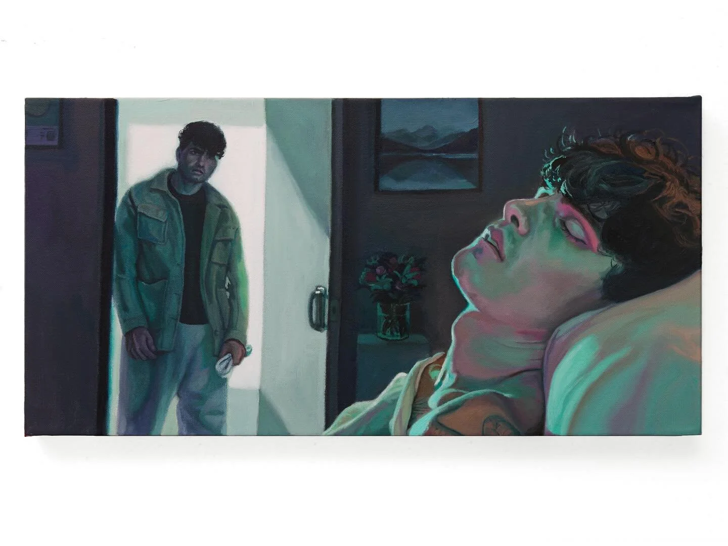 One week until my show with @abbozzogallery in Toronto!! 

Opening June 13th in their feature space from 5 - 8pm

Link in Bio for more details 

&ldquo; Visitor &ldquo;

12&rdquo; x 24&rdquo;

Oil on Canvas 

#painting #figurativeart #green