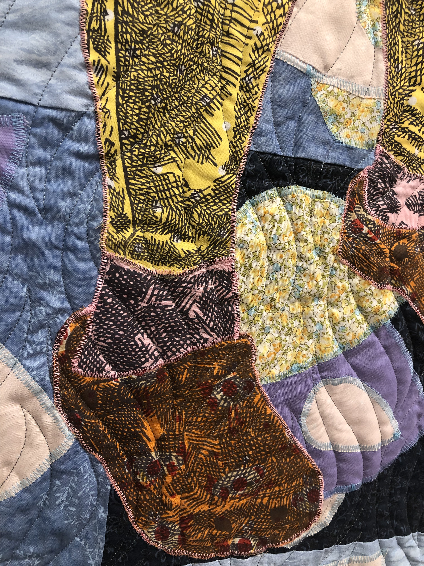 "Taking Up Space: Stephanie (detail)", Stephanie Alaniz, Relief on Fabric w/Appliqué, 30"x80", 2022