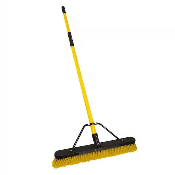 Quickie Jobsite 857FGSU Multi-Surface Push Broom with Scraper, Fiberglass Handle