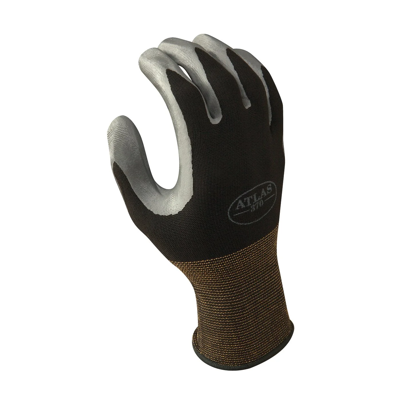 Showa 370BXL-09.RT Protective Gloves, XL, Knit Wrist Cuff, Nitrile, Black/Gray