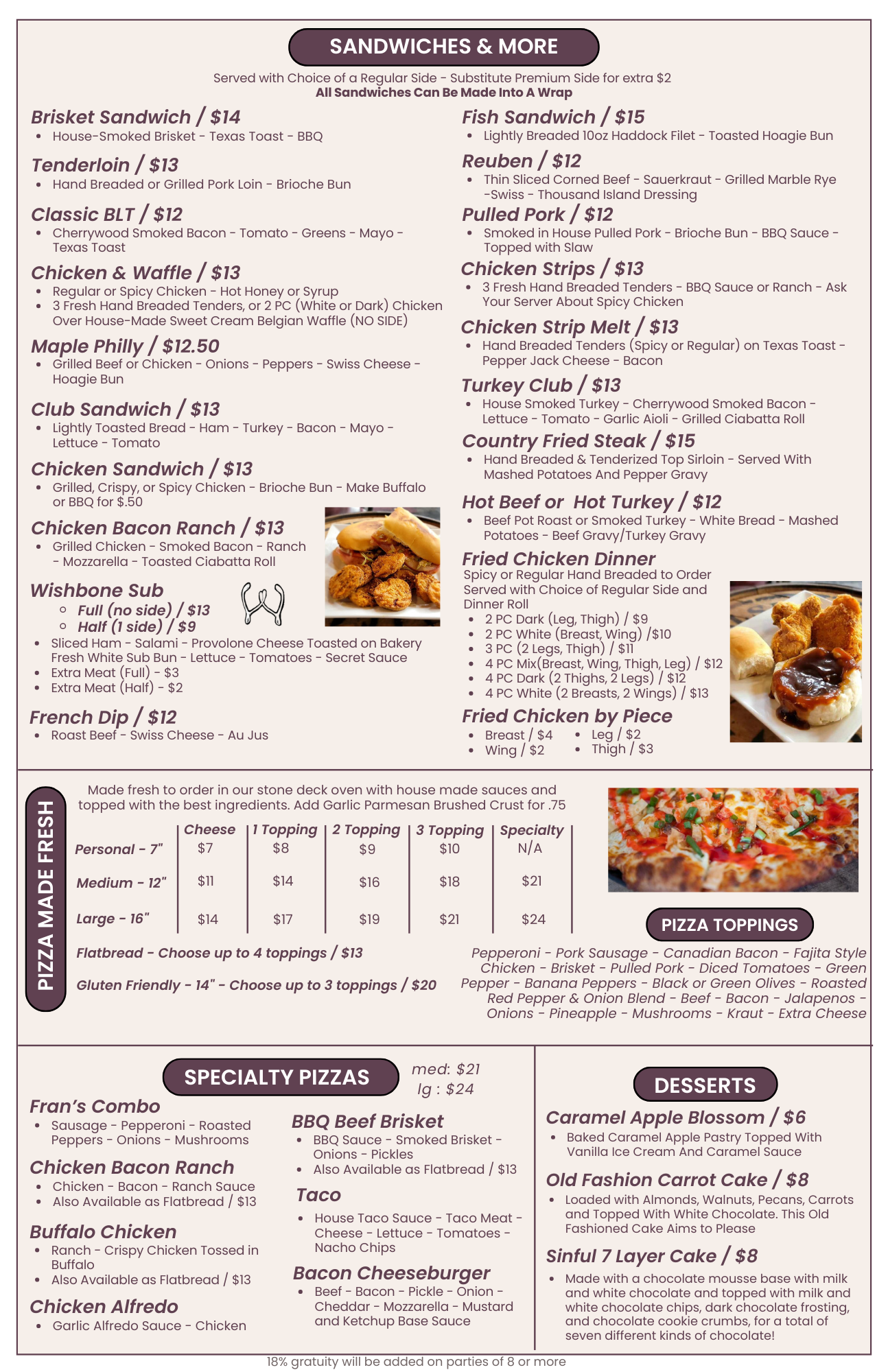 Kingpin Social Food Menu