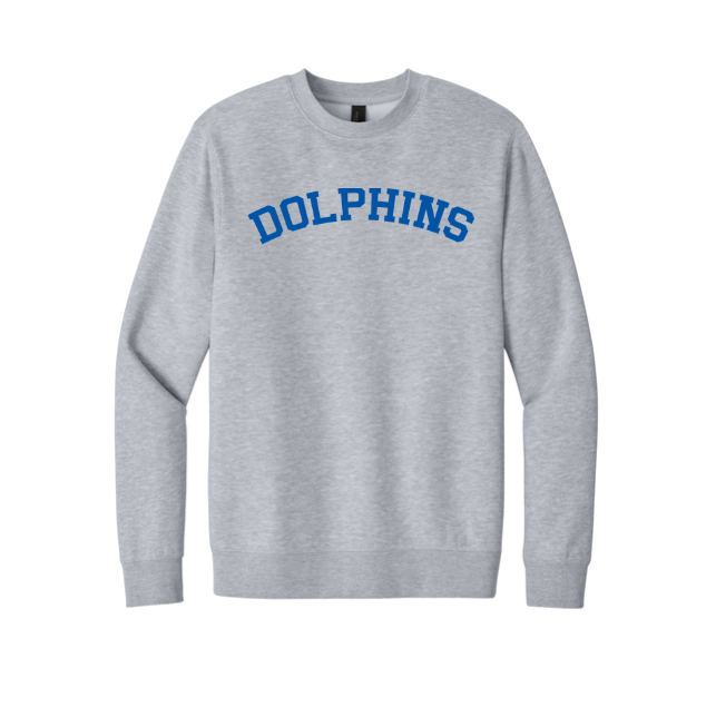 Dolphins - Embroidered Varsity Stripe Crew Neck Sweatshirt - Grey