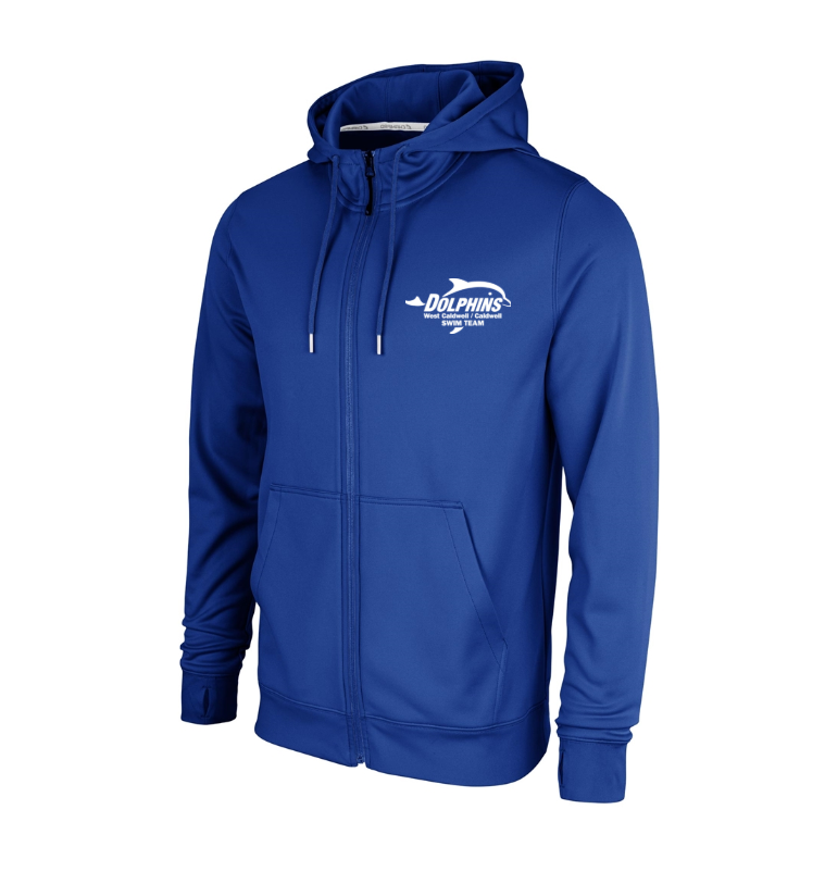 Dolphins - Full Zip Hoodie - Royal - Embroidered