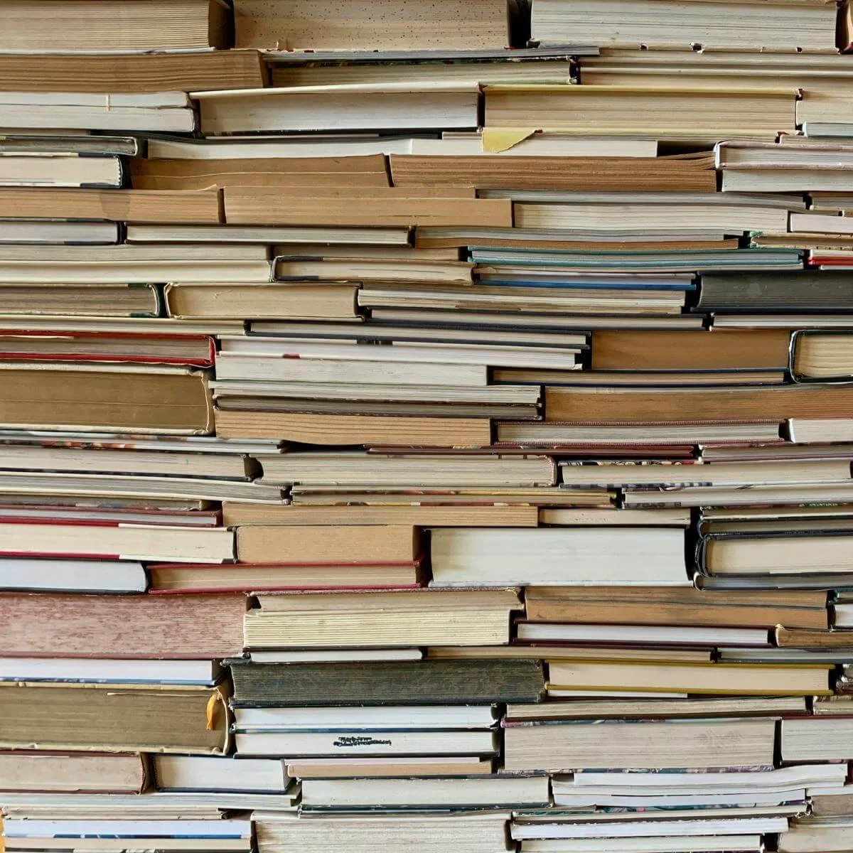 a massive stack of used books