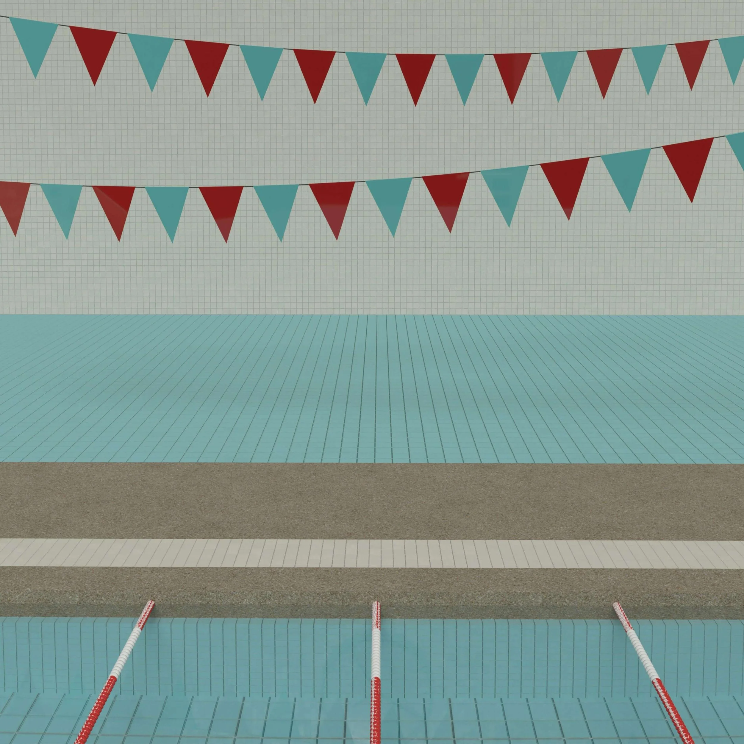 an indoor pool with lanes