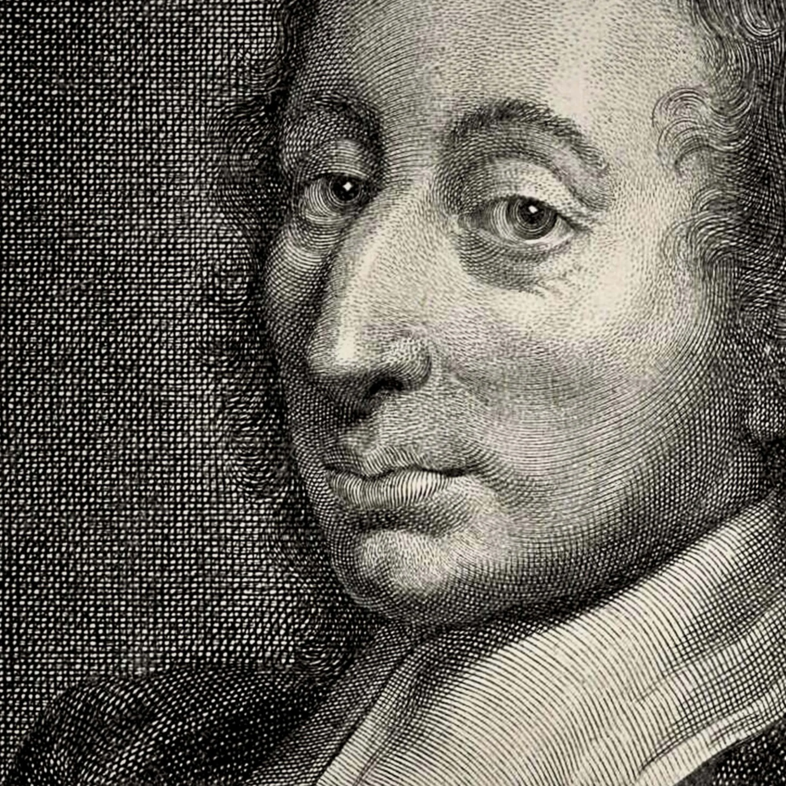 Blaise Pascal line engraving by Gérard Edelinck, 1691