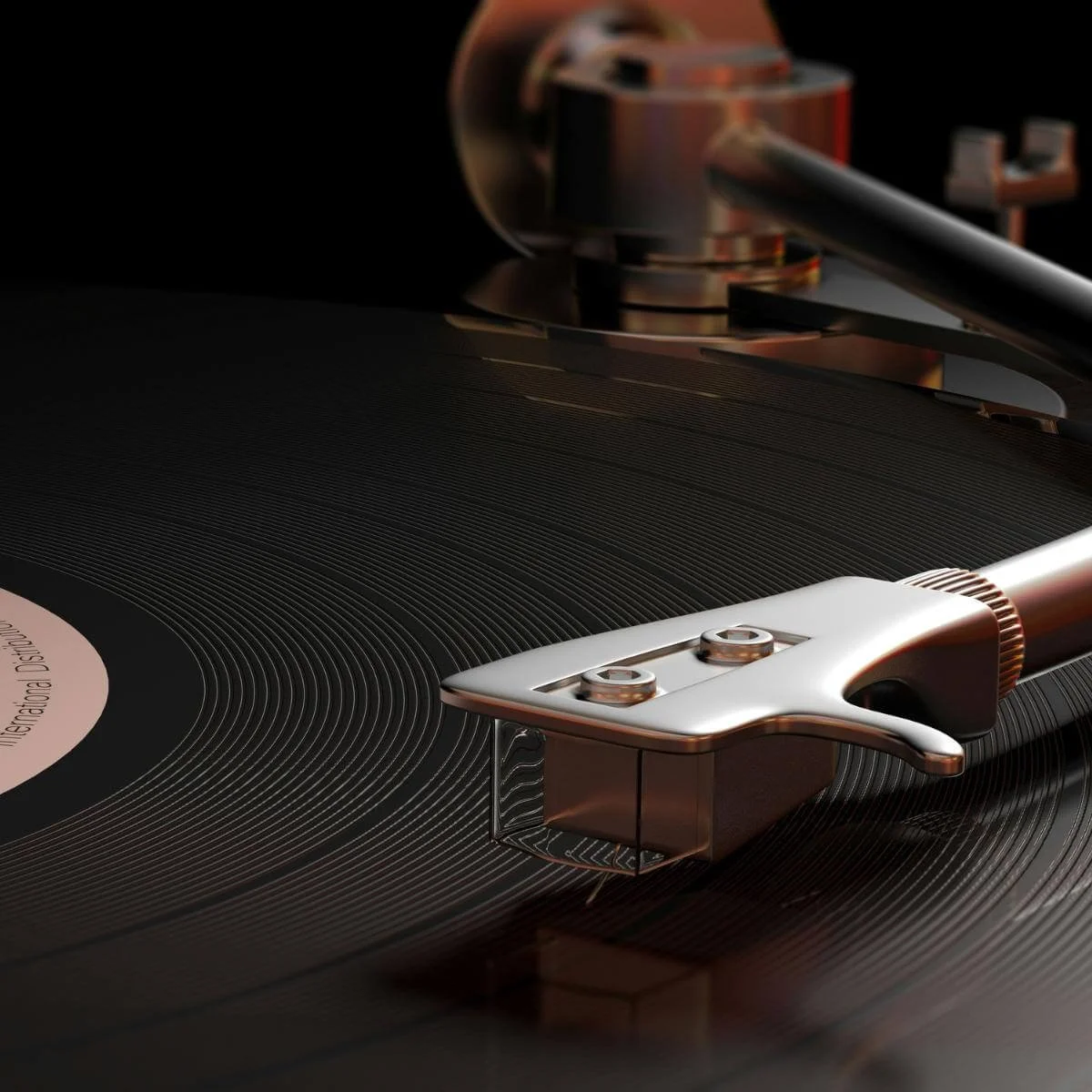 a needle on a record on a record player