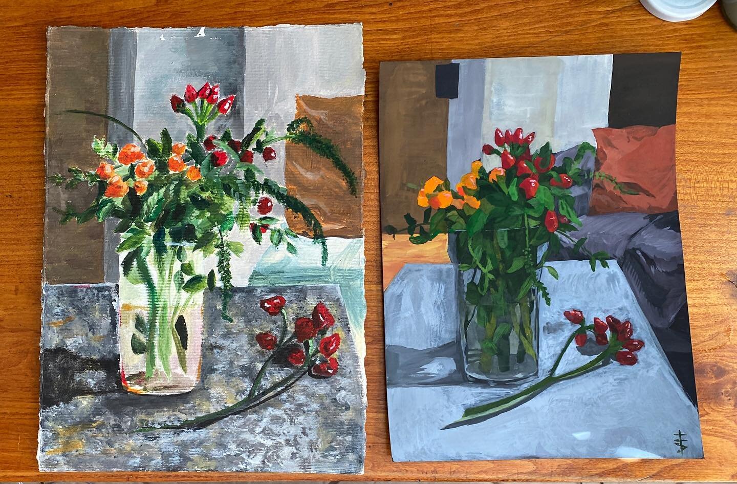 I painted this gorgeous little pepper and mint still life (left) from my first week living in Italy fall of 2017. I wanted to capture the feeling of new beginnings and quiet anticipation for the year ahead.  Fast forward to this year, I found the ref