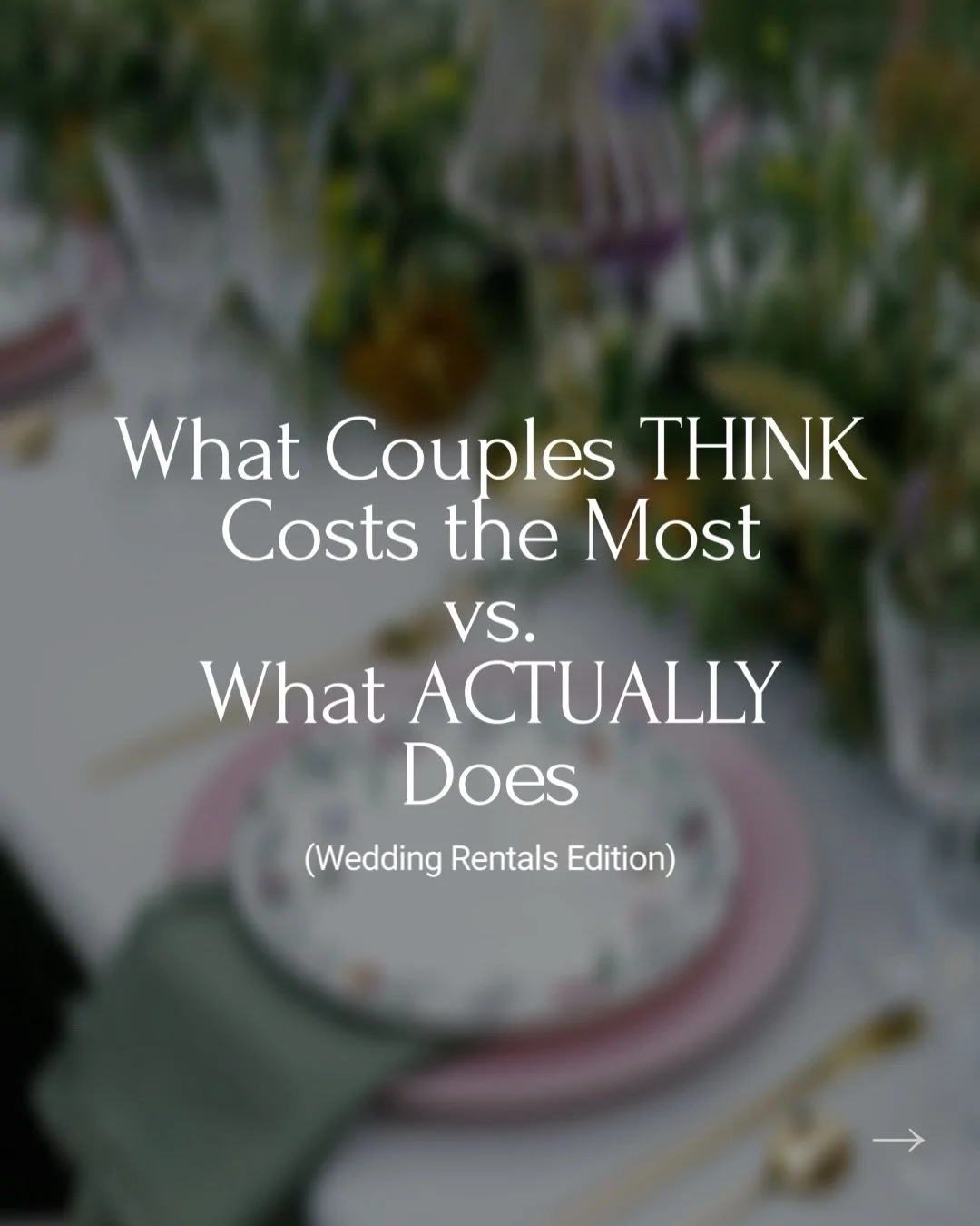 One of the biggest wedding rental misconceptions?

Couples often think the items themselves are the most expensive part.

But in reality, it&rsquo;s not the chairs, tables, or glassware.
It&rsquo;s the labor, delivery, setup, breakdown, and professio