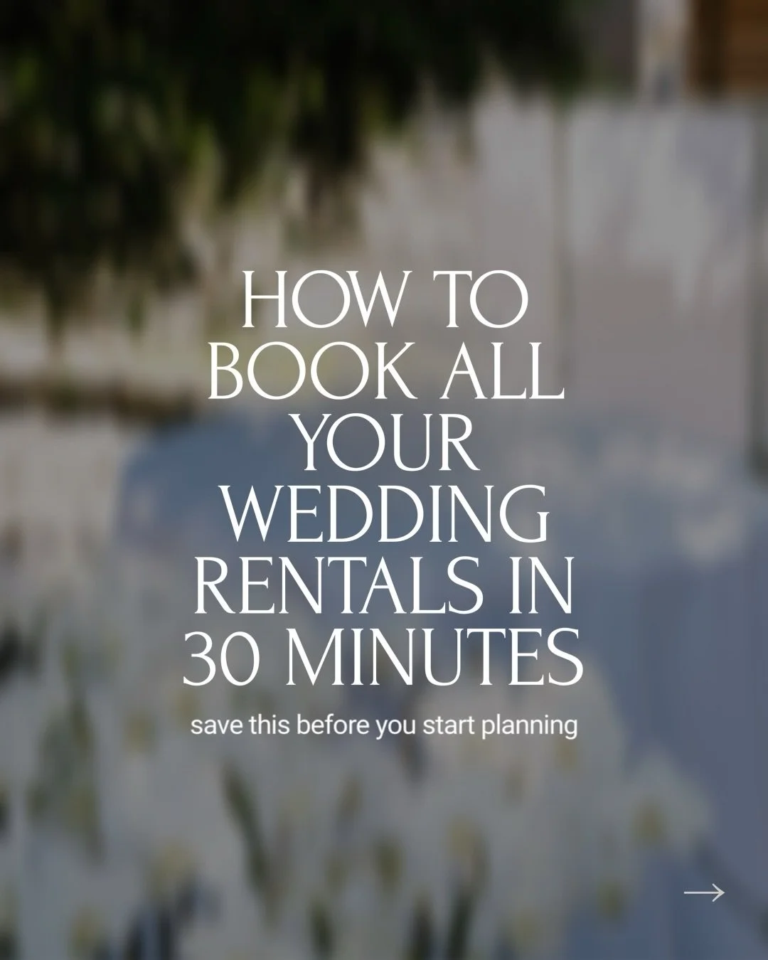Planning your wedding rentals doesn&rsquo;t have to take hours.

With the right steps (and the right team), you can have everything booked in 30 minutes or less.

From tables + chairs to the finishing touches, we&rsquo;ve got everything you need for 