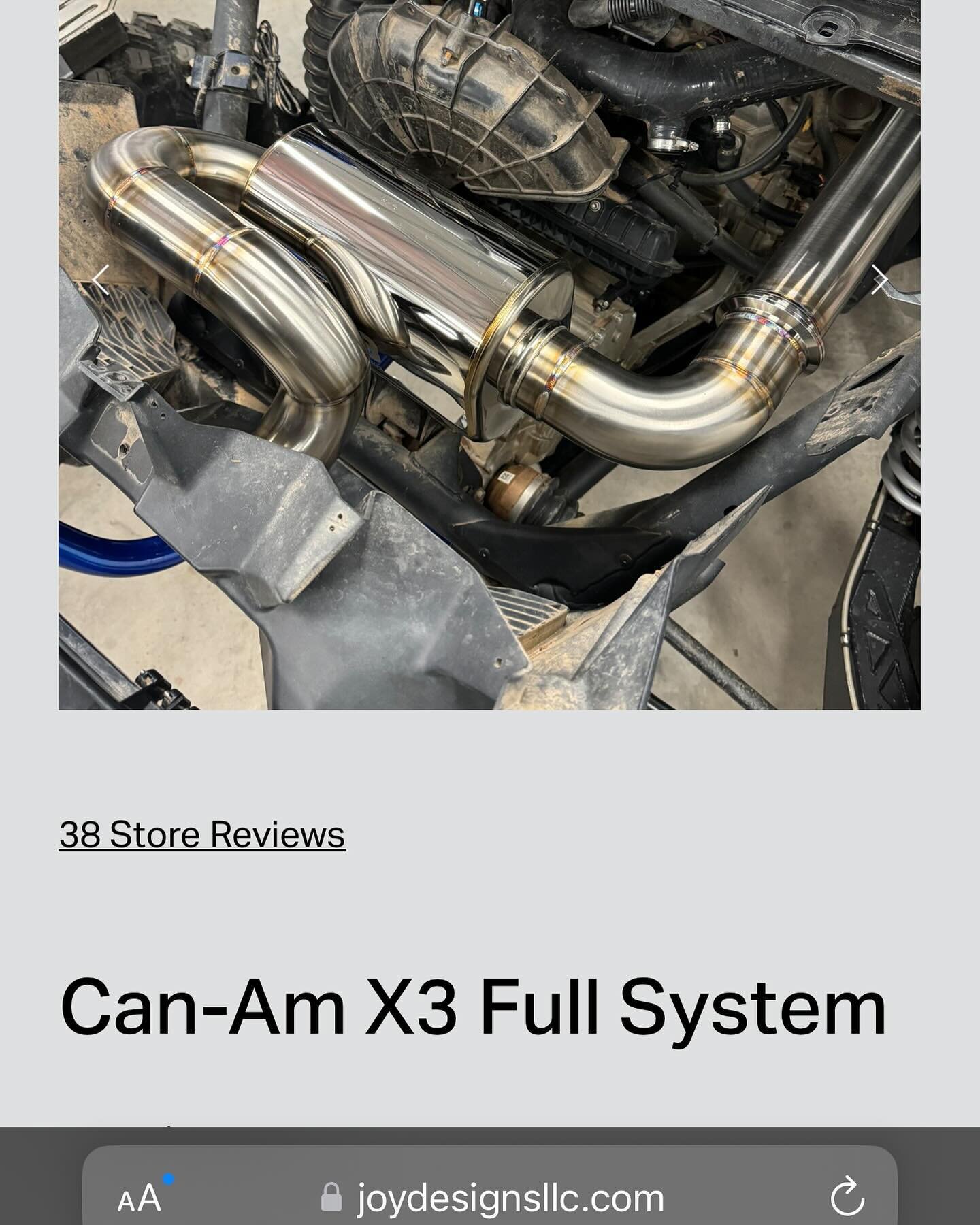 CanAm X3 Full Exhaust 
CanAm X3 Straight Pipe Exhaust 
In stock, ready to ship, and on sale!

&bull; 10% Discount automatically applied at checkout