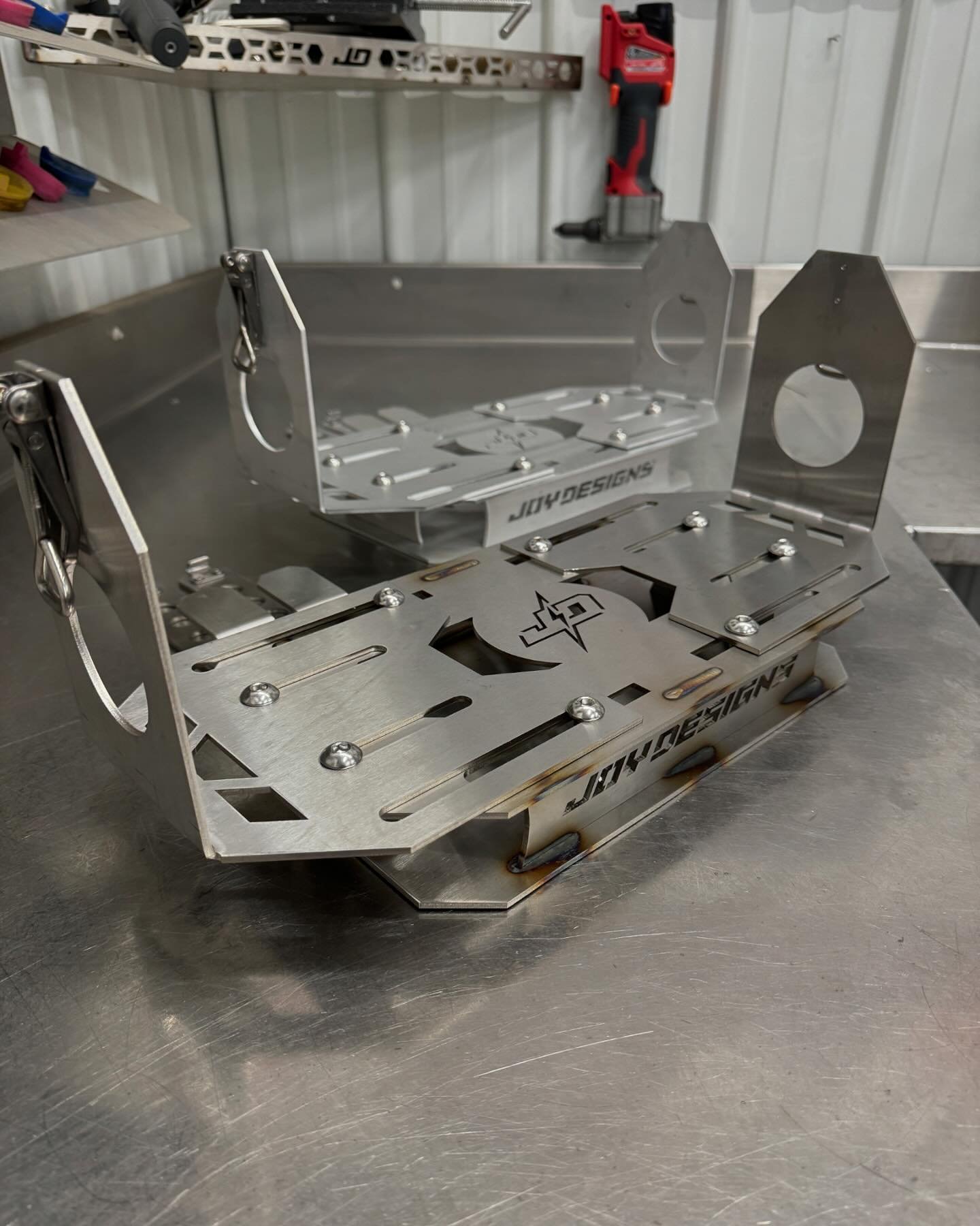 Can-Am X3 Cooler Mounts (Bed Delete) 
Available in Stainless Steel &amp; Aluminum 
&bull;
&bull;
More information, photos, lead times, pricing, ordering 
Visit Joydesignsllc.com