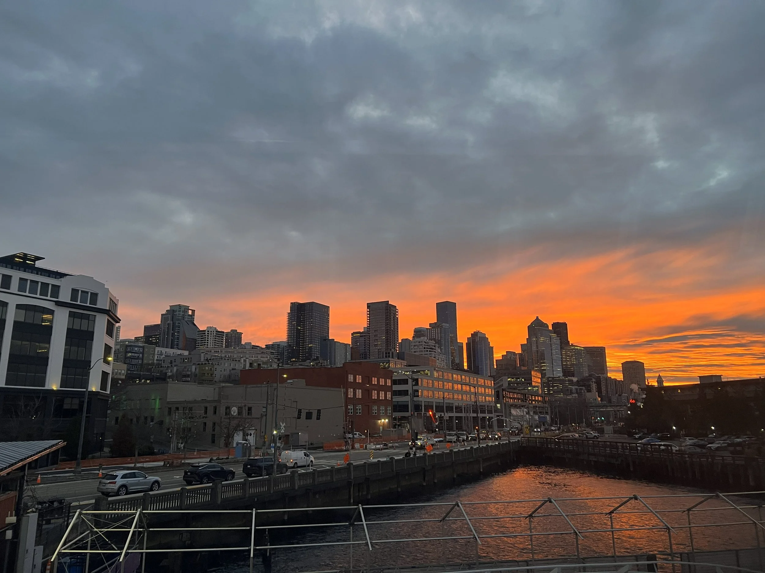 Seattle sunrise view from FRS Clipper