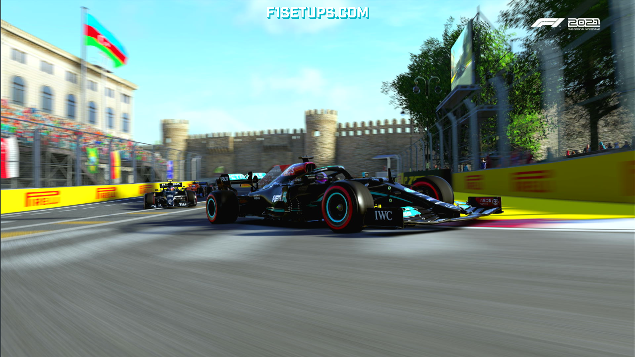 Sebastian Vettel's Aston Martin F1 car crossing the finish line at the Singapore Gp Circuit. Overhead shot from F1 2021 game.