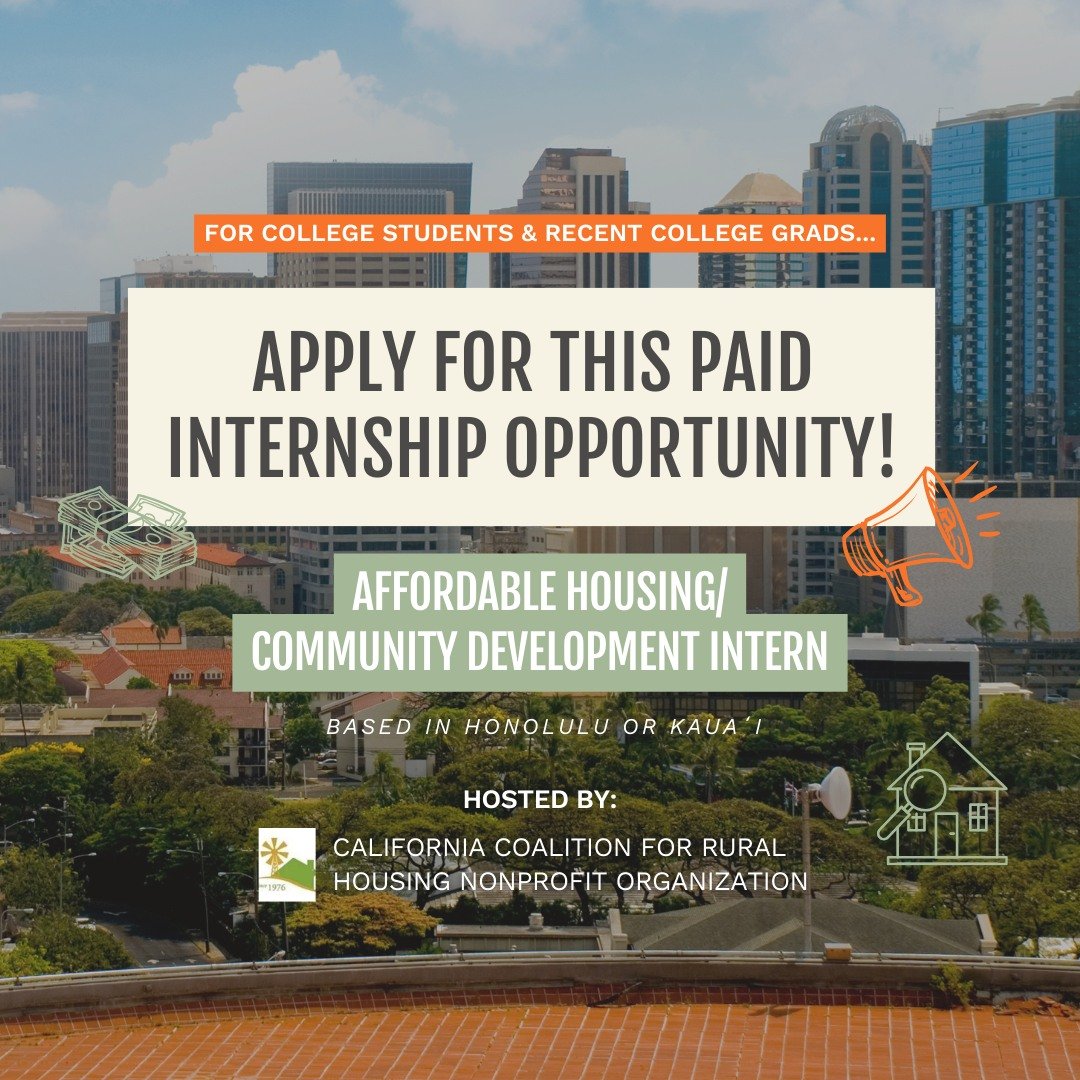 Would you like to learn and contribute to the work of nonprofit organizations that provide dignified affordable housing in underserved communities? If so, this internship might be for you! 📝

Hosted by the California Coalition for Rural Housing Nonp