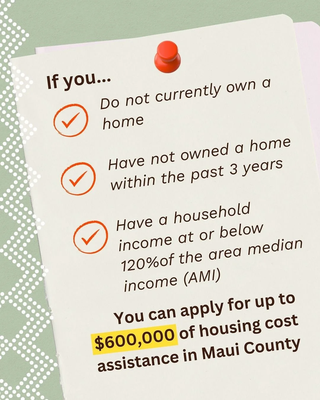 It&rsquo;s no secret that finding a home in Maui is tough. However, there&rsquo;s a new opportunity for our local families. 💡🏡

The Hoʻokumu Hou First-Time Homebuyer Opportunity Program offers up to $600,000 in assistance for qualified first-time h