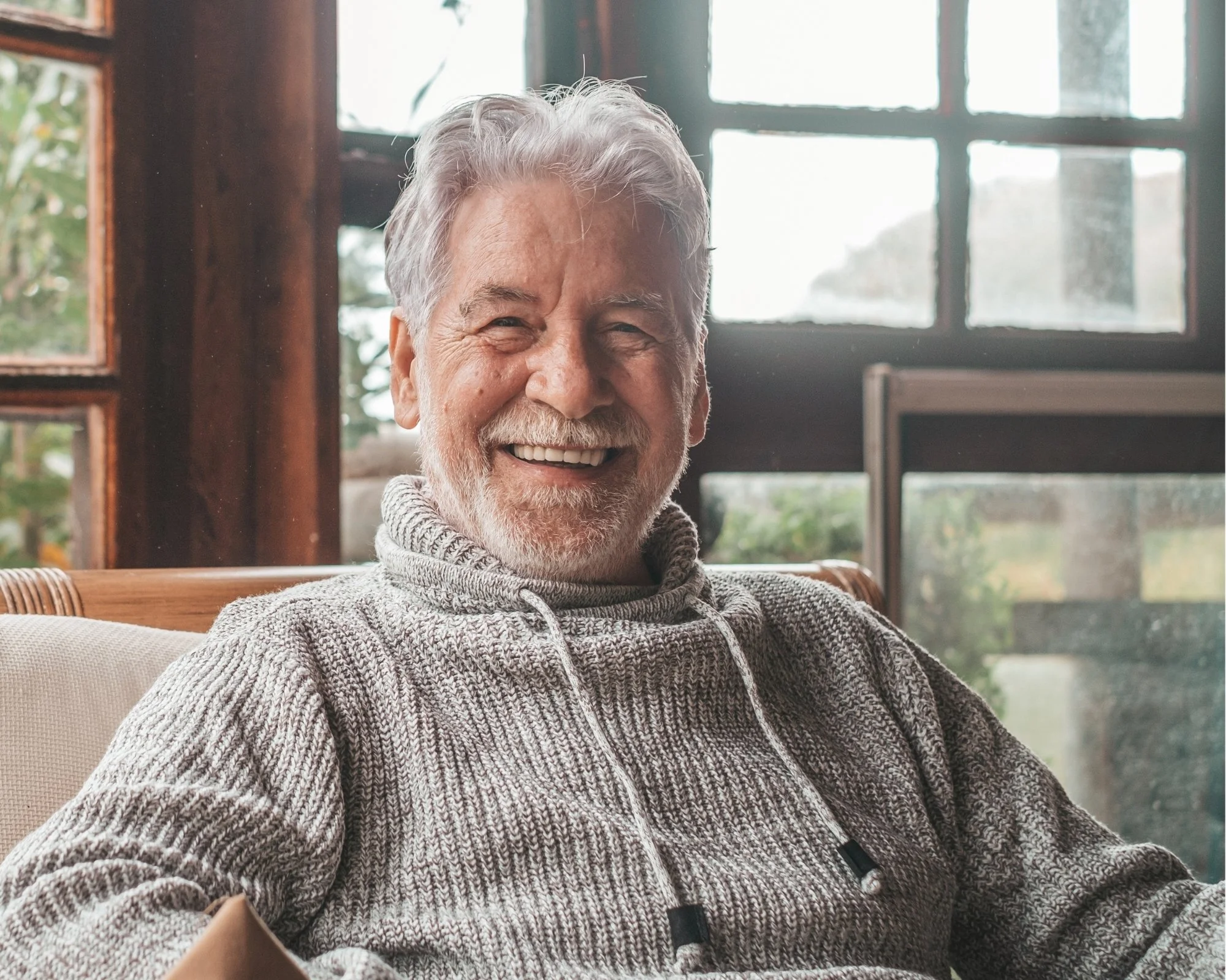 Man smiling during life story film interview