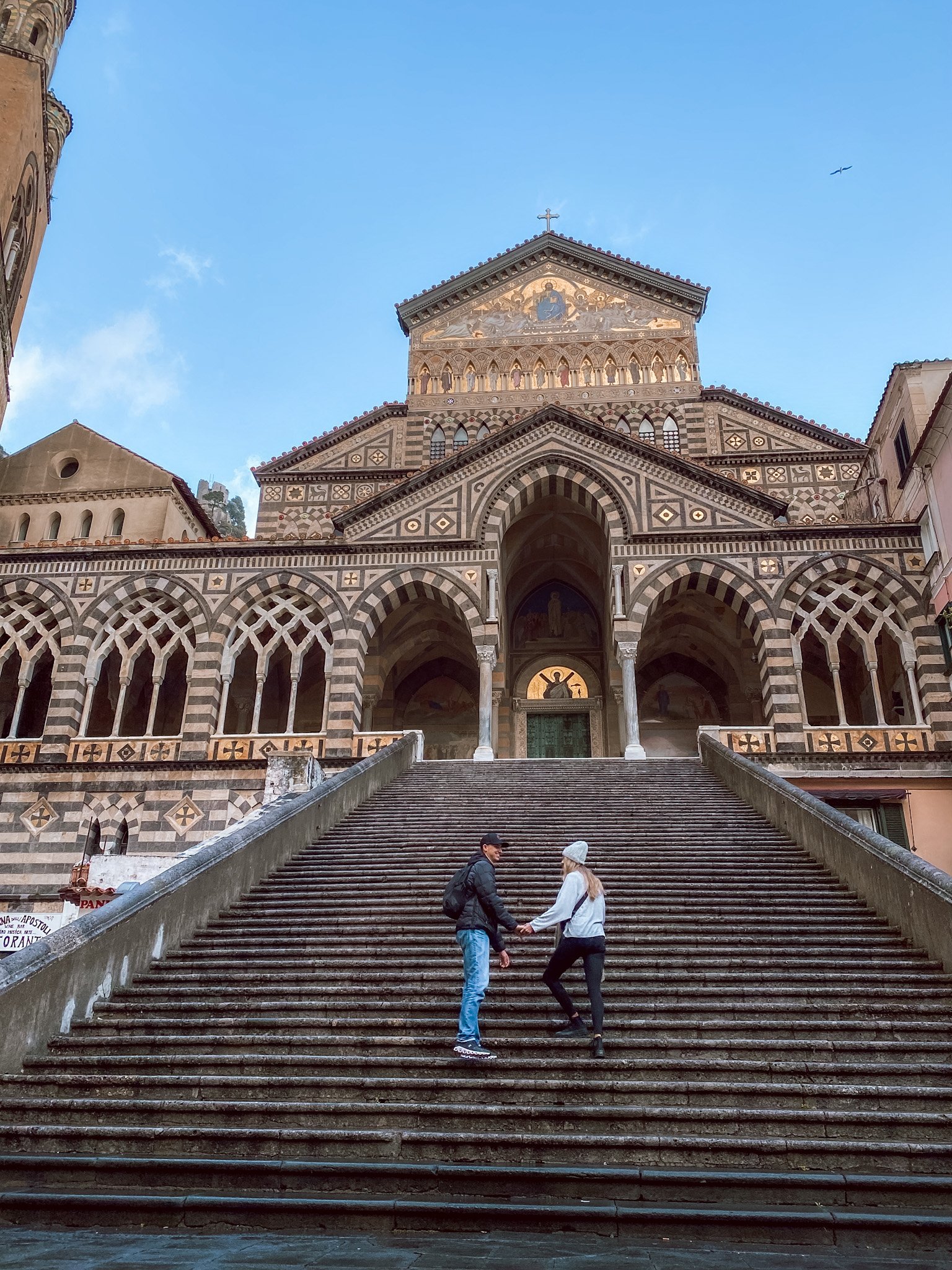 Walking up the stairs of the Duomo di Amalfi