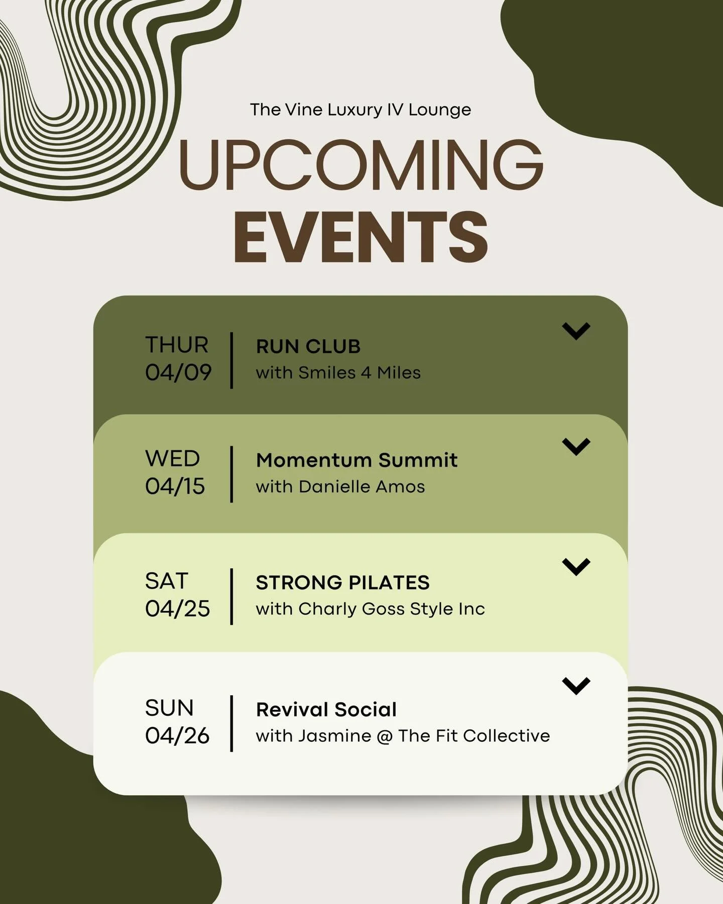Event season is officially here&hellip; and we&rsquo;re bringing The Vine into your community &mdash; wherever that may be 🤍✨

Here&rsquo;s what&rsquo;s coming up:

🏃&zwj;♀️ Run Club (April 9 | 6:30AM)
We&rsquo;re kicking off the season with @smile