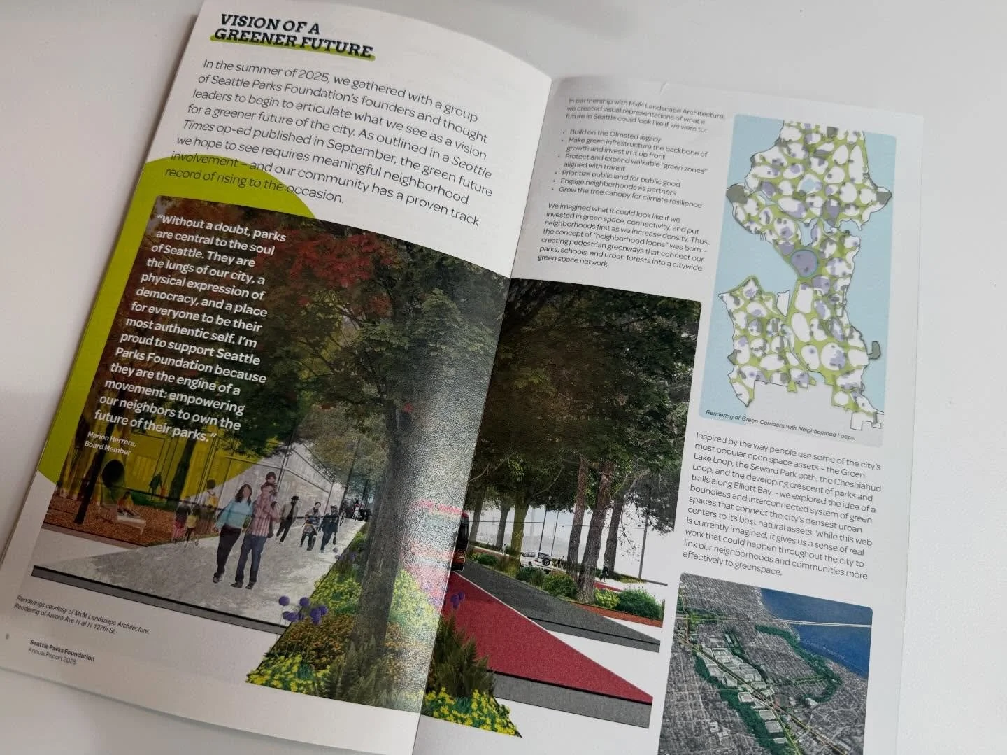 Did you happen to see the @seattleparksfoundation &rsquo;s 2025 Annual Report? We love seeing the Foundation&rsquo;s vision for a greener Seattle featured in its pages, and we&rsquo;re thrilled to have helped with these supporting graphics. It&rsquo;