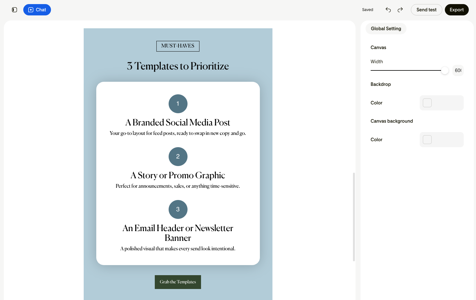 Modern email newsletter layout created in Flodesk Studio