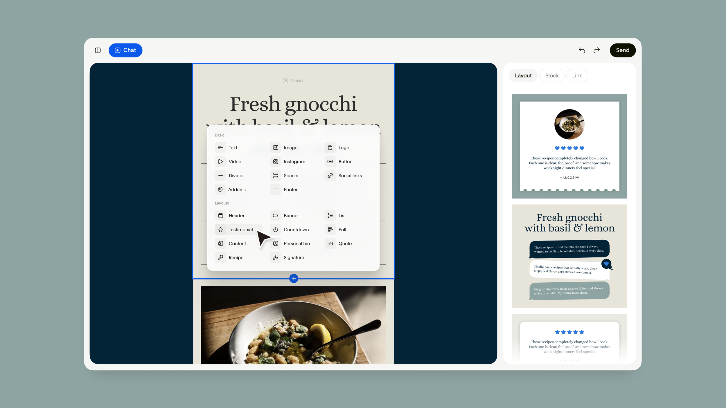 Email newsletter being redesigned in Flodesk Studio