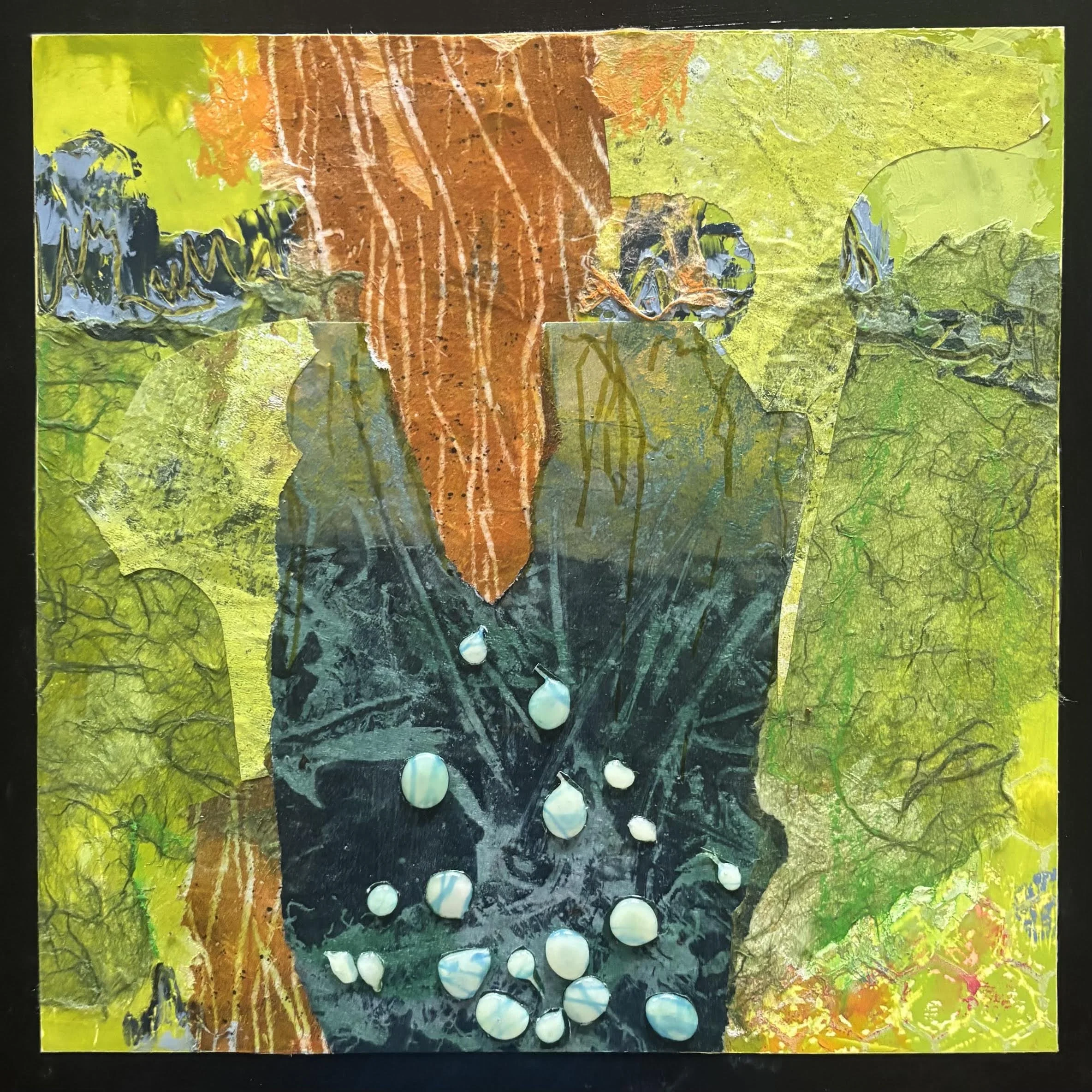 Falling, Ilona Kennedy, Mixed Media: Acrylic + Collage, $400. (12"x12.5"