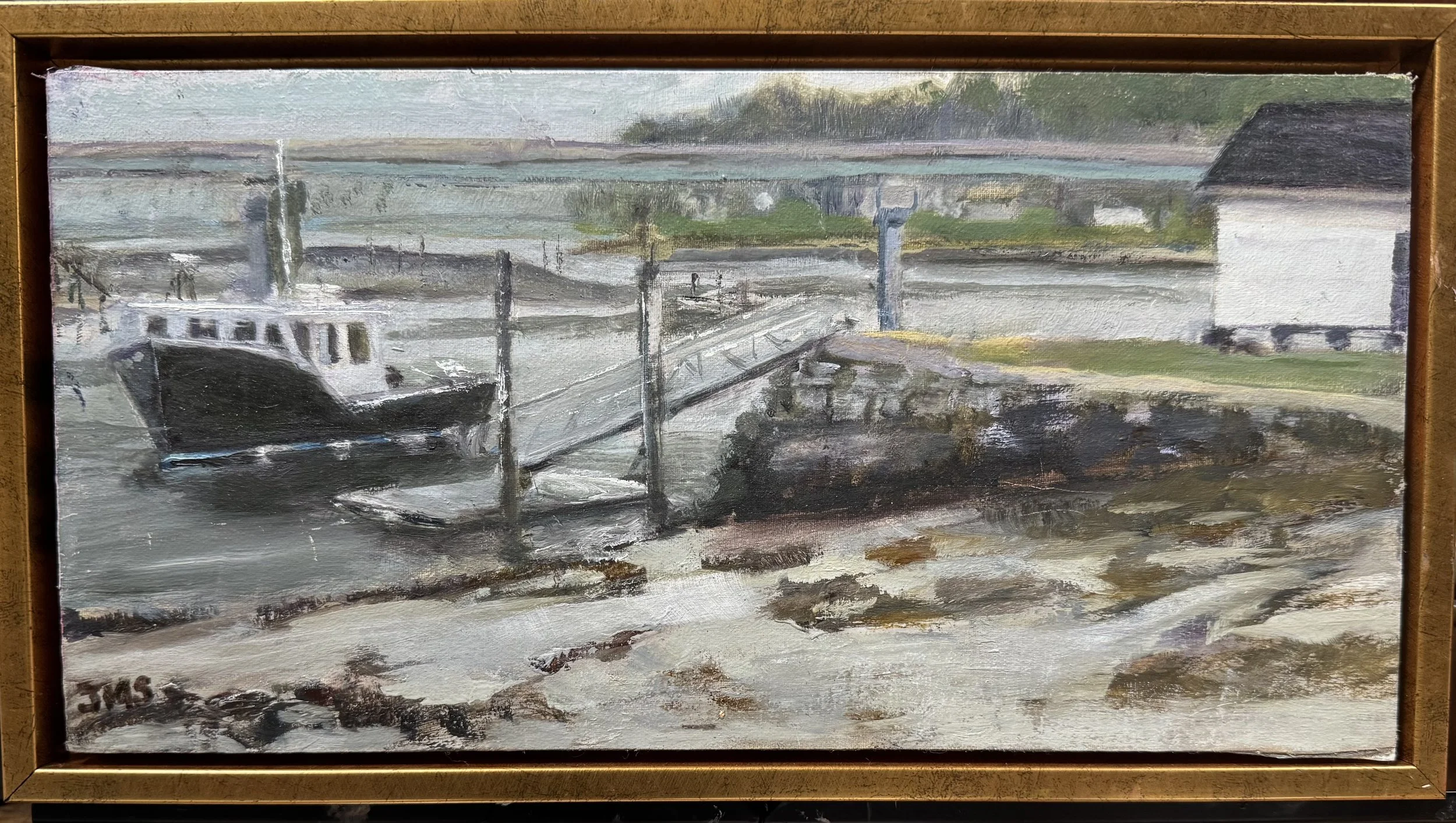 Foggy Fisherman's Walk, York Maine, Jeanette Sablock, Oil, $475.