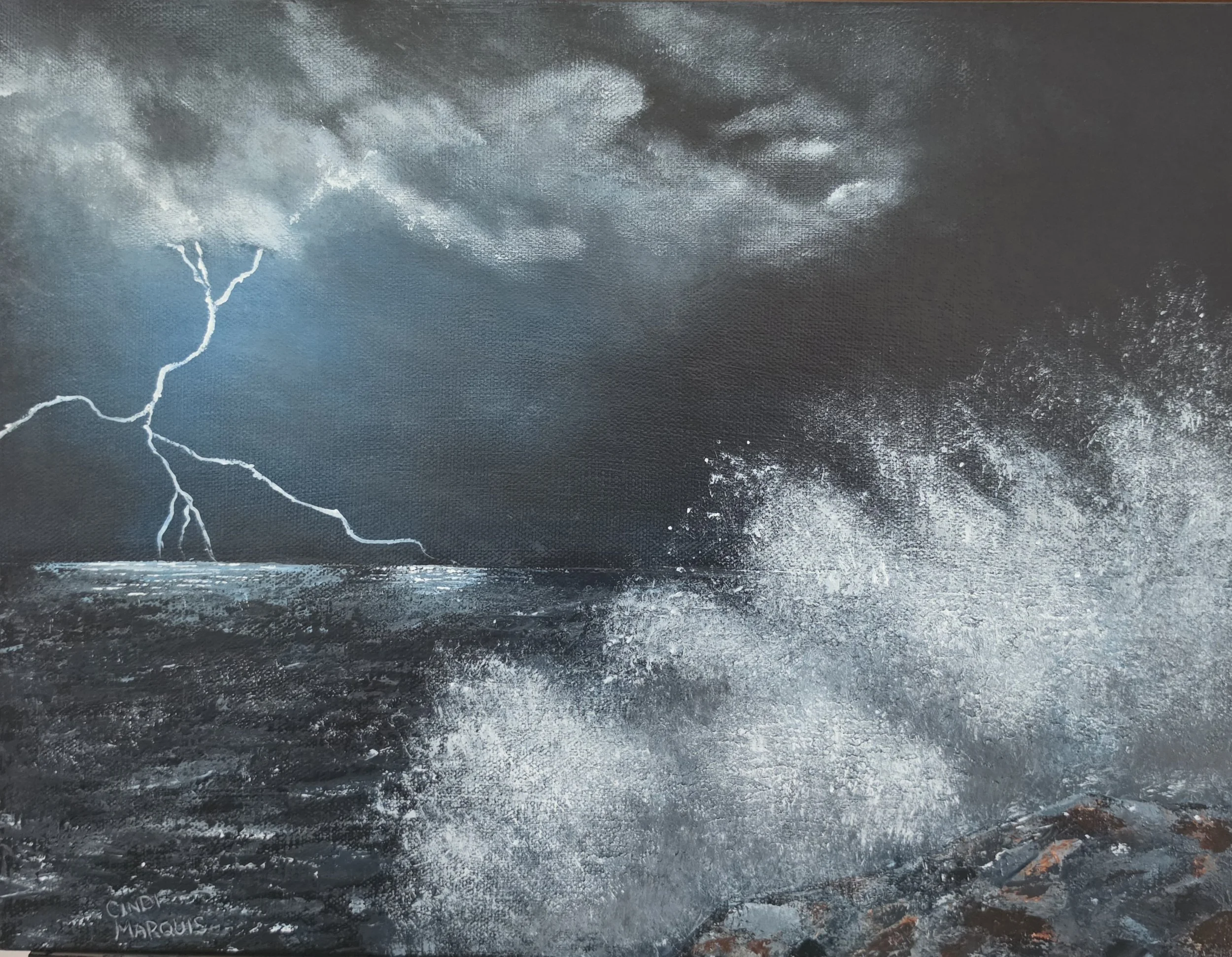 Wild Night, Cindi Marquis, Acrylic w/ Palette Knife, $200.