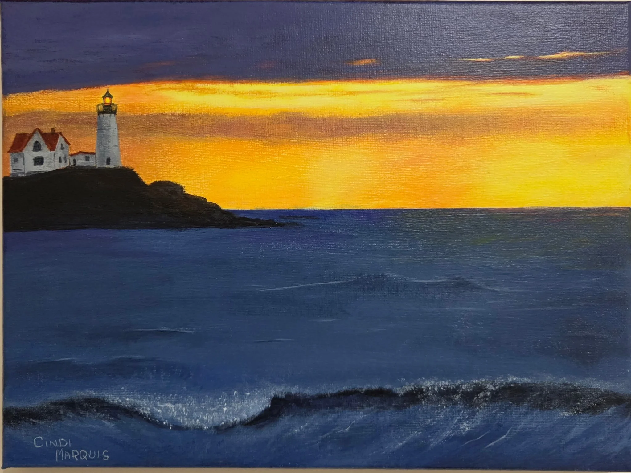 Nubble Dawning, Cindi Marquis, Acrylic, $240. 10x13"