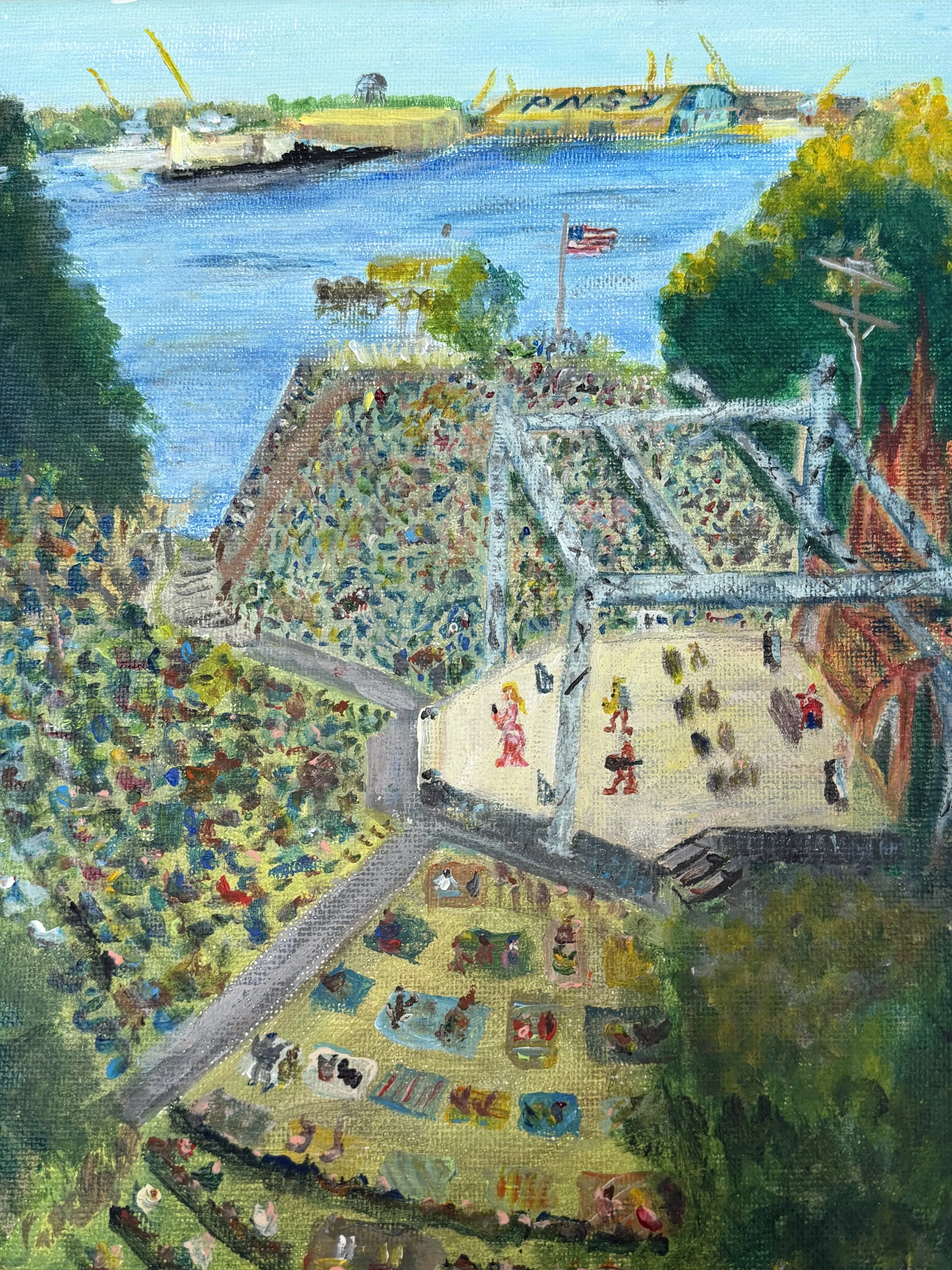 Portsmouth - Prescott Park Concert, Paul Locwin, Acrylic, $200.