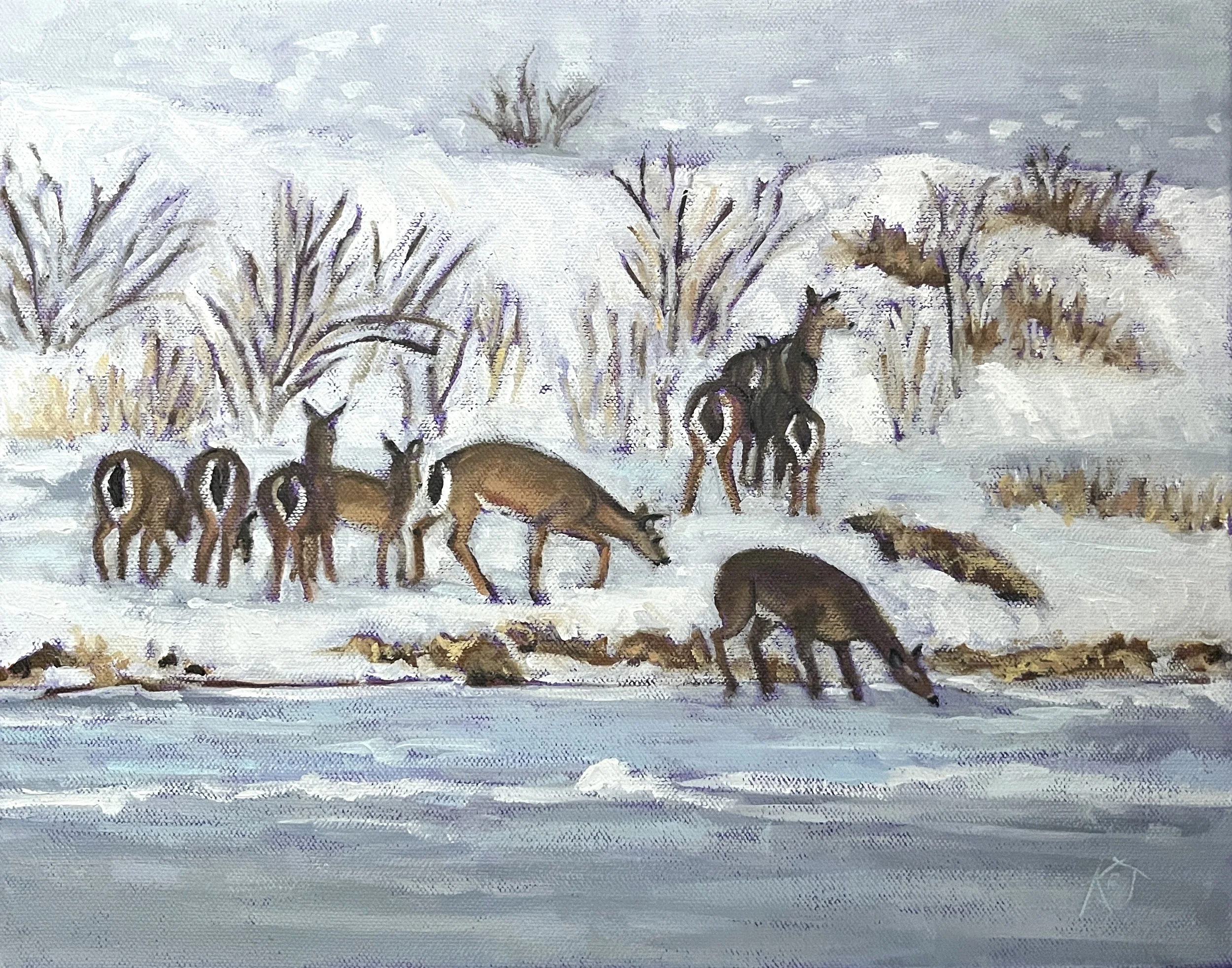 Riverbank Herd, Kathie Jankauskas, Oil, $600. 