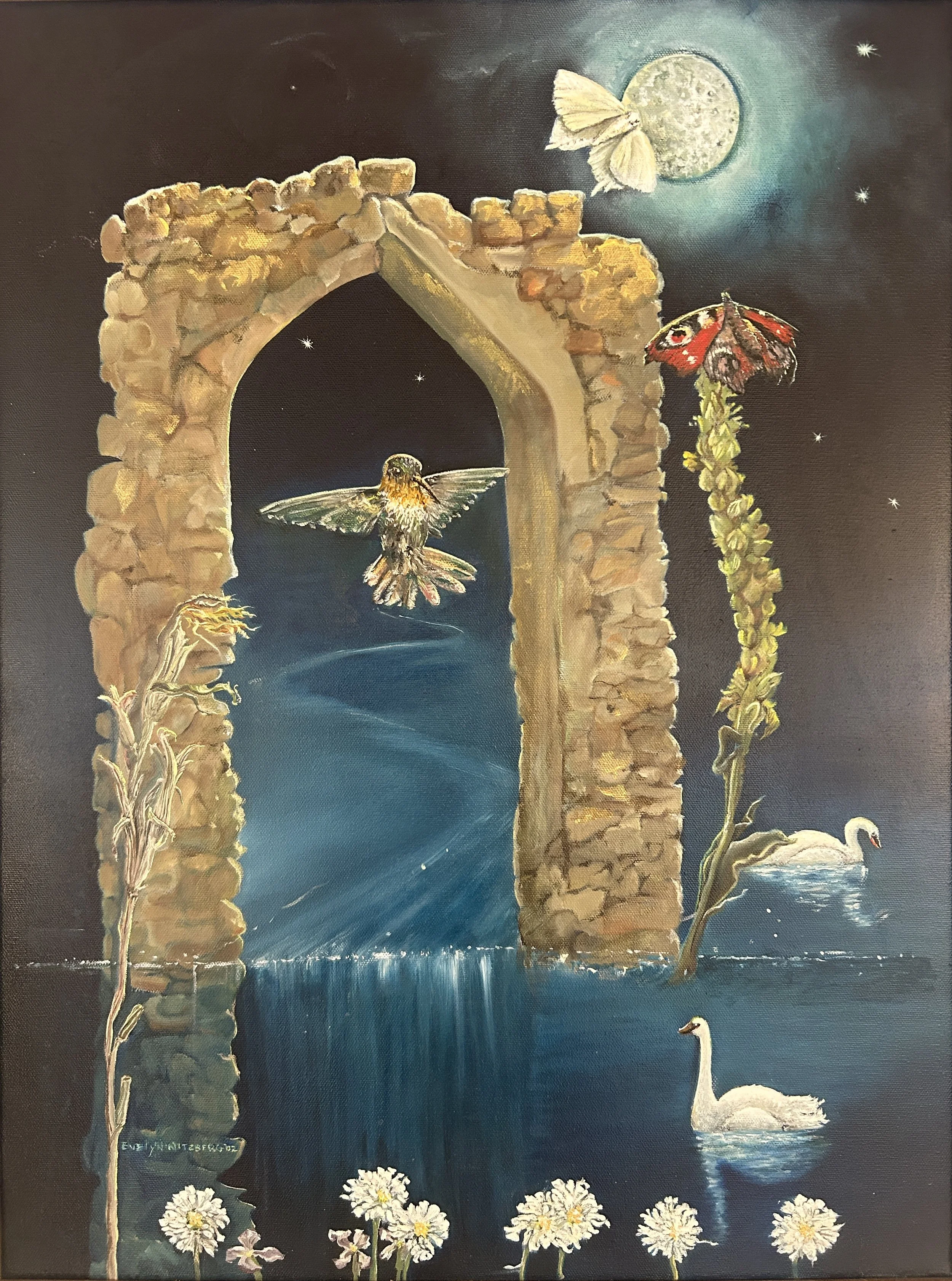 Q'ente Killay: Hummingbird's Moon, Evelyn Nitzberg, Oil on Canvas, $1200. 27.5x21"