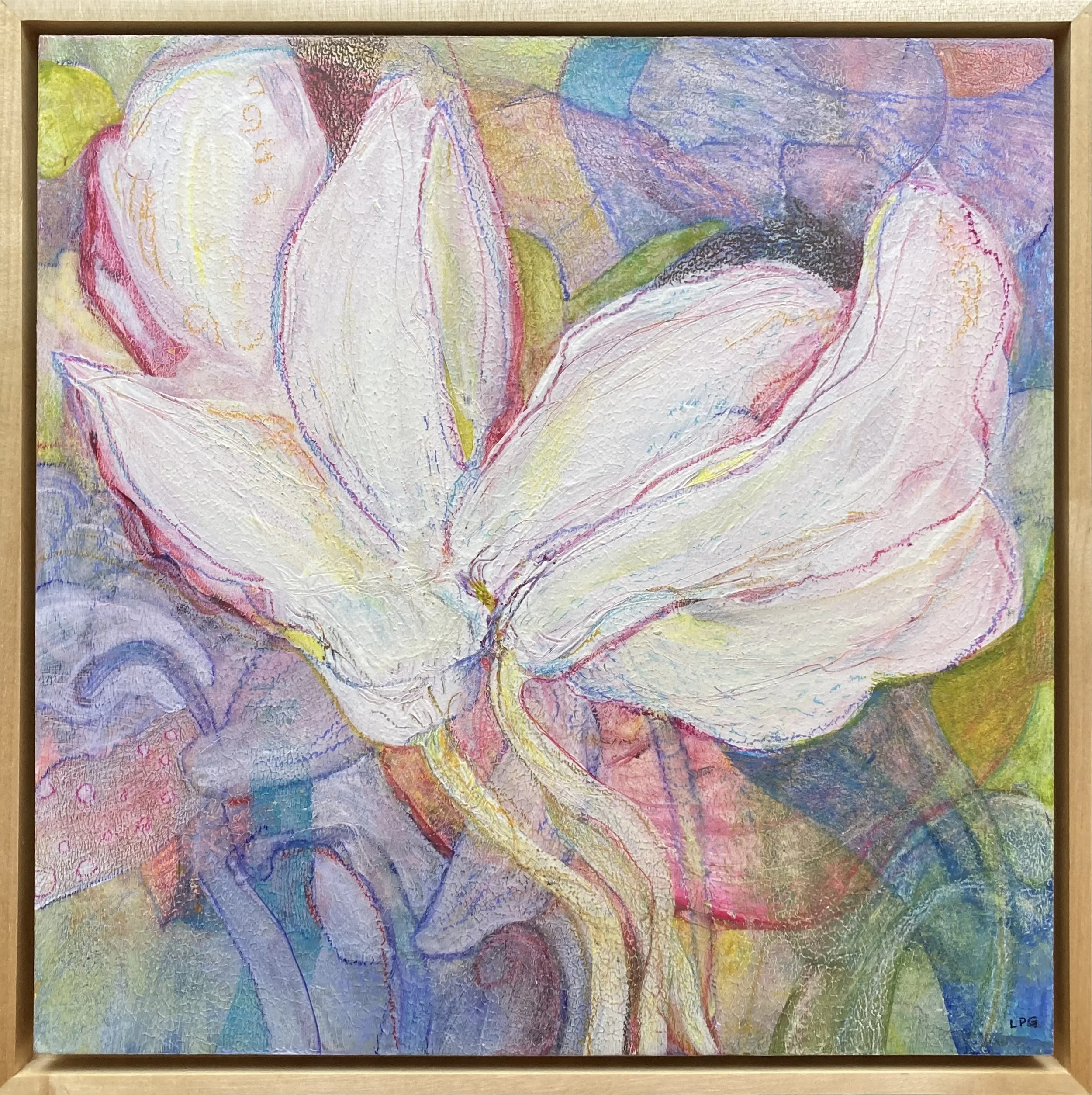 Cyclamen Dance, Lisa Genatossio, Mixed Media (Acrylic + Colored Pencil), $275.