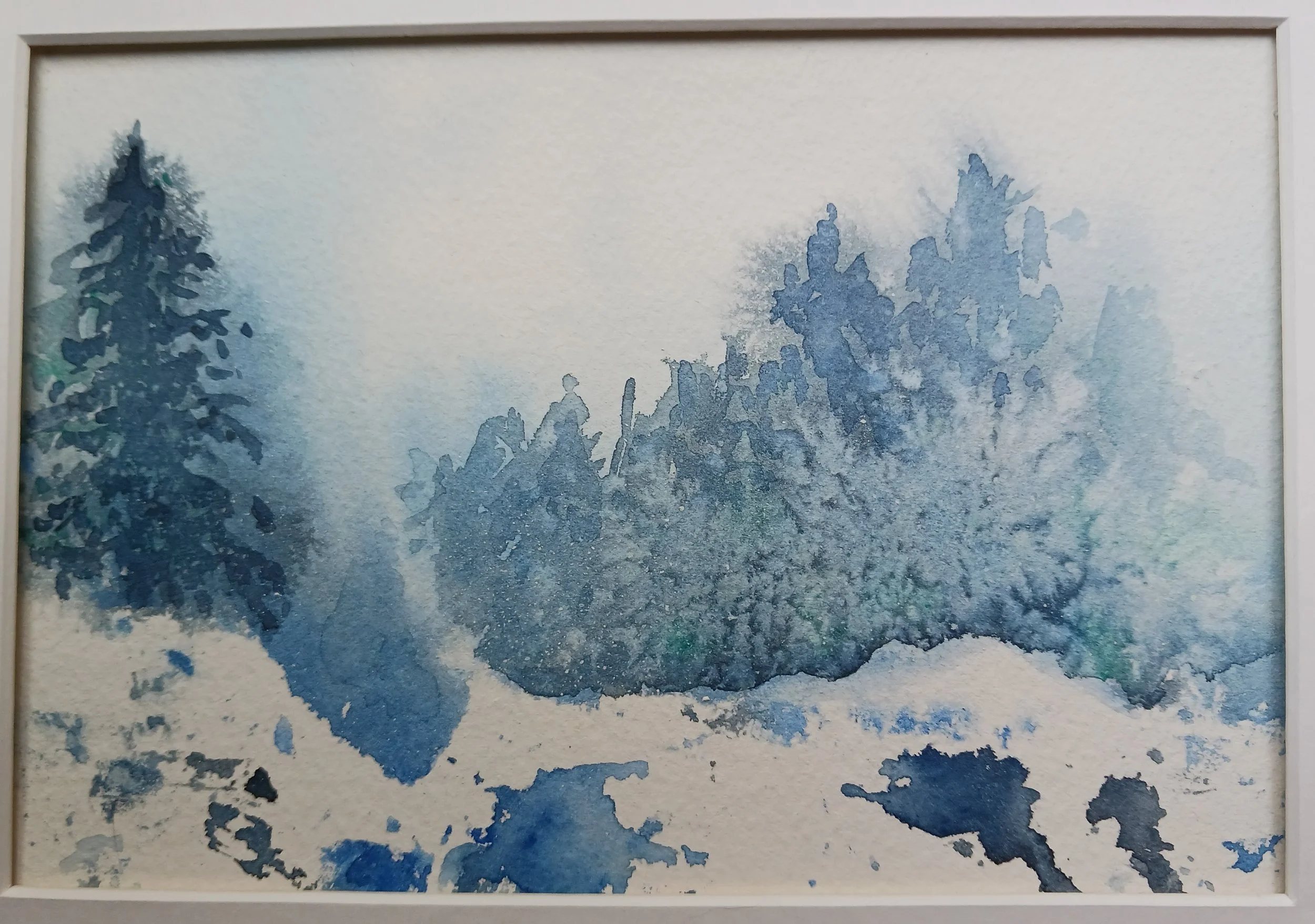 Snowy Trees, Ellen Minnehan, Watercolor, $110.