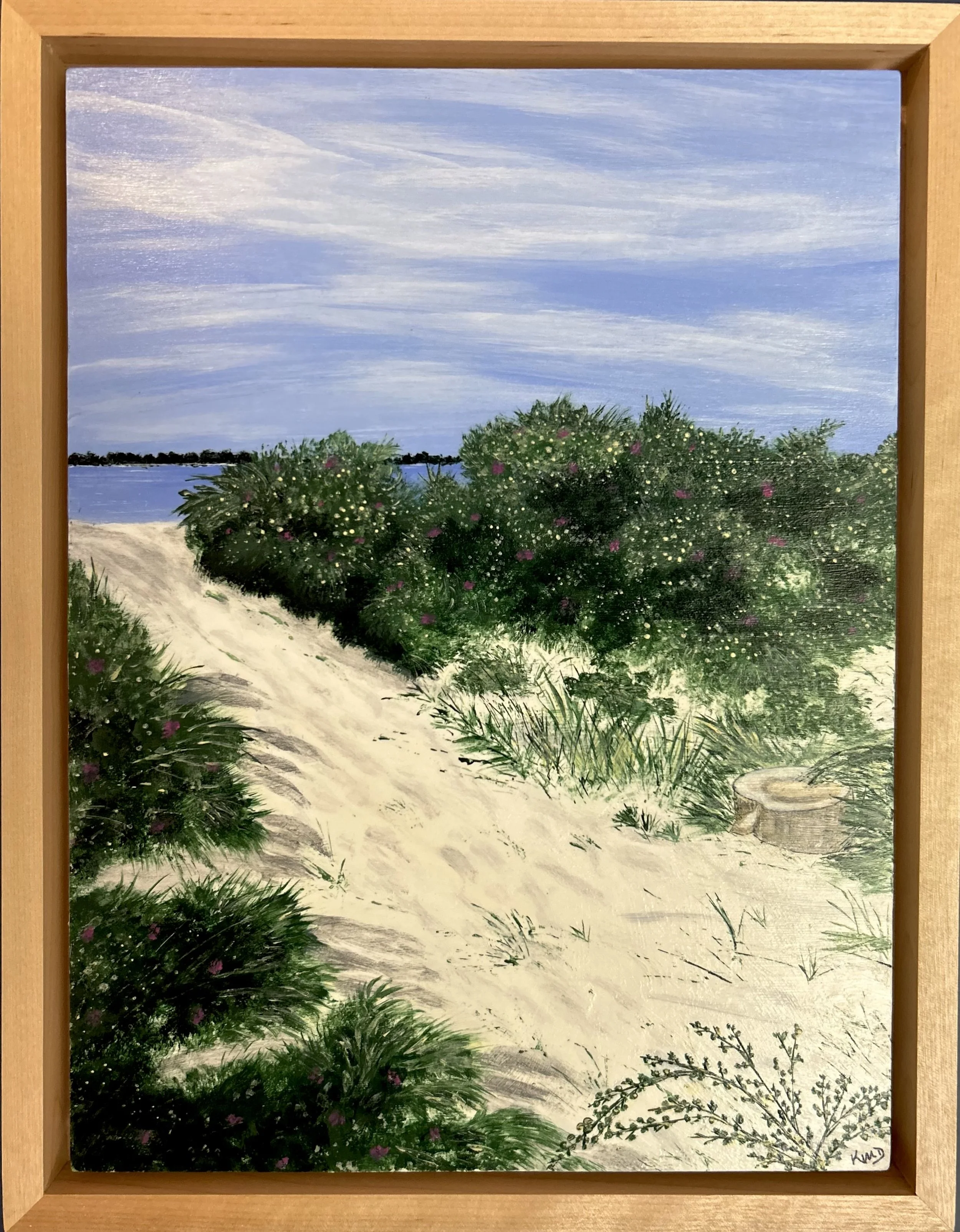 Beach Path - Gerrish Island, Kathy Moore Donoghue, Acrylic on Board, $400.