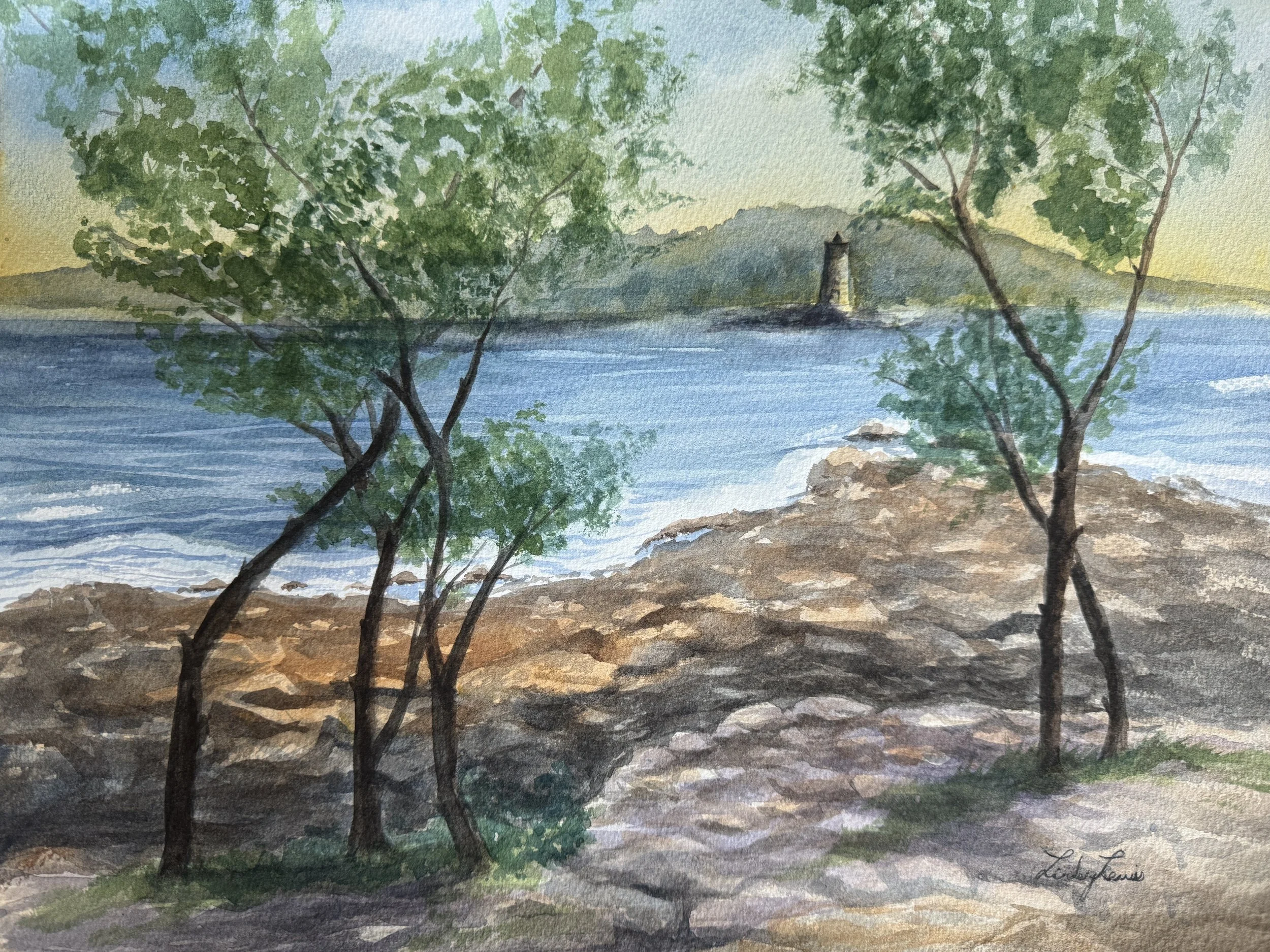 Odiorne Point, Lindsey Lewis, Watercolor, Plein Air, $475.
