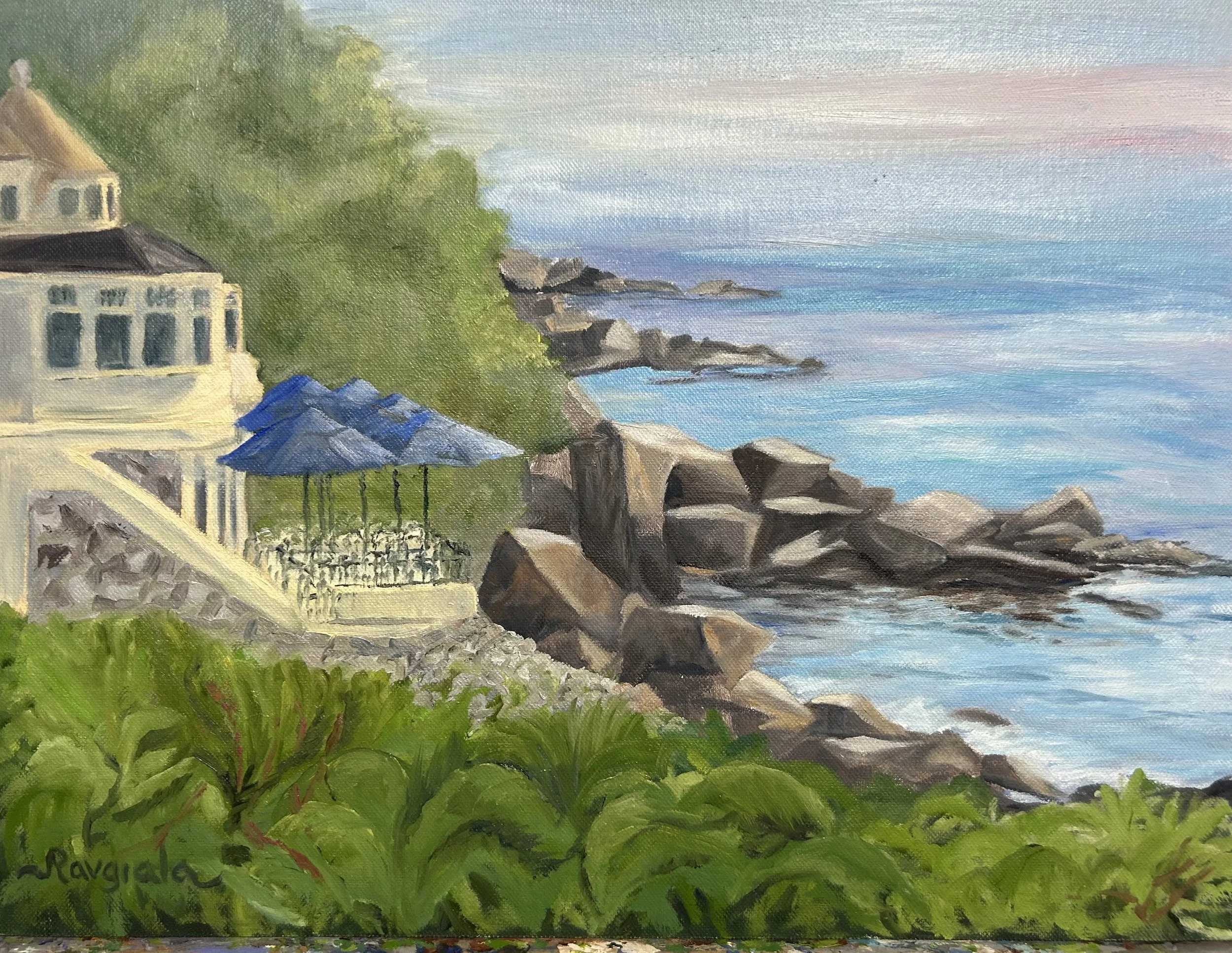 York Harbor Reading Room, Joanne Ravgiala, Oil, $250.
