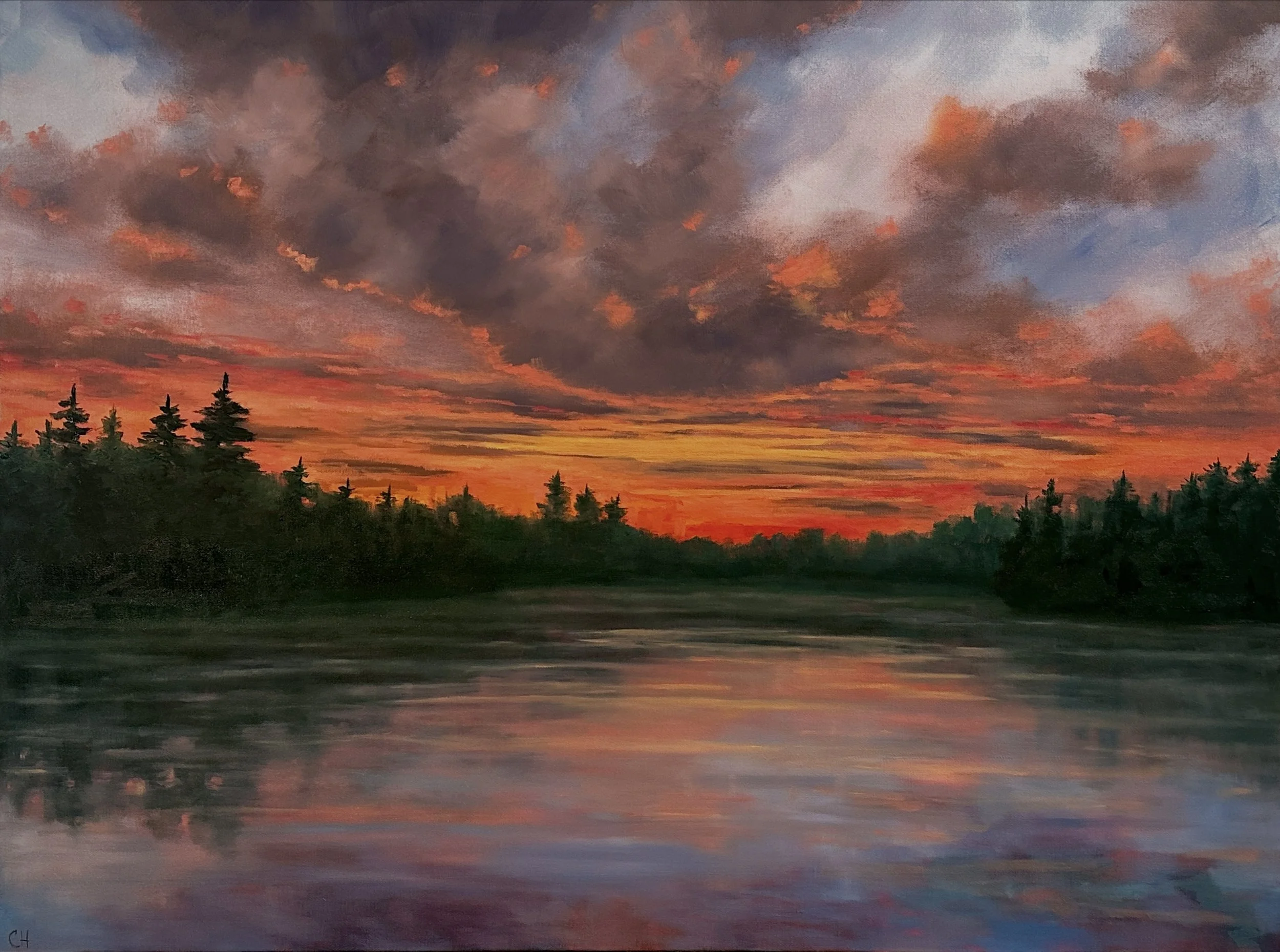On The Pond, Cassandra Hahn, Oil on Canvas, $2700. (30"x40")