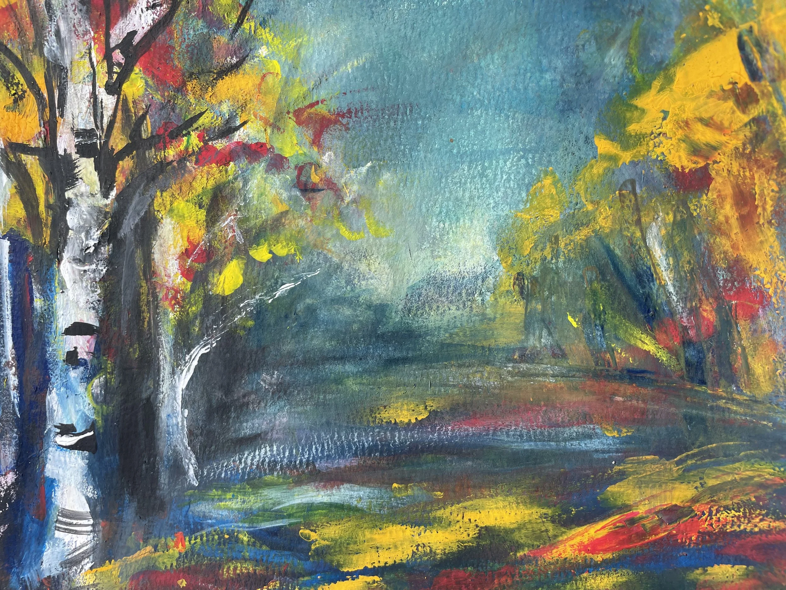 A Walk in the Woods, Semra Aytur, Gouache, $180. 9x12"