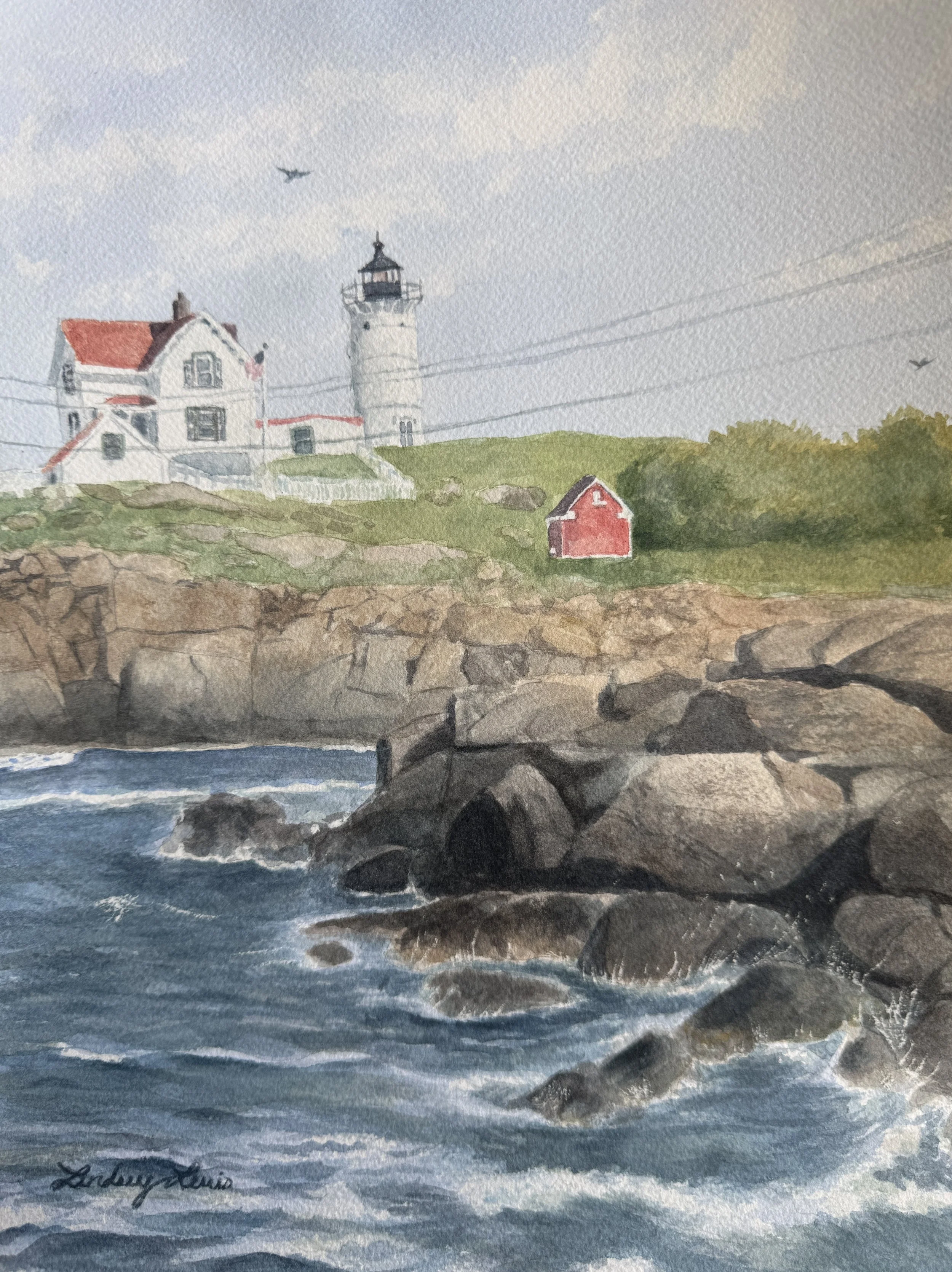 The Nubble, Lindsey Lewis, Watercolor, $375.