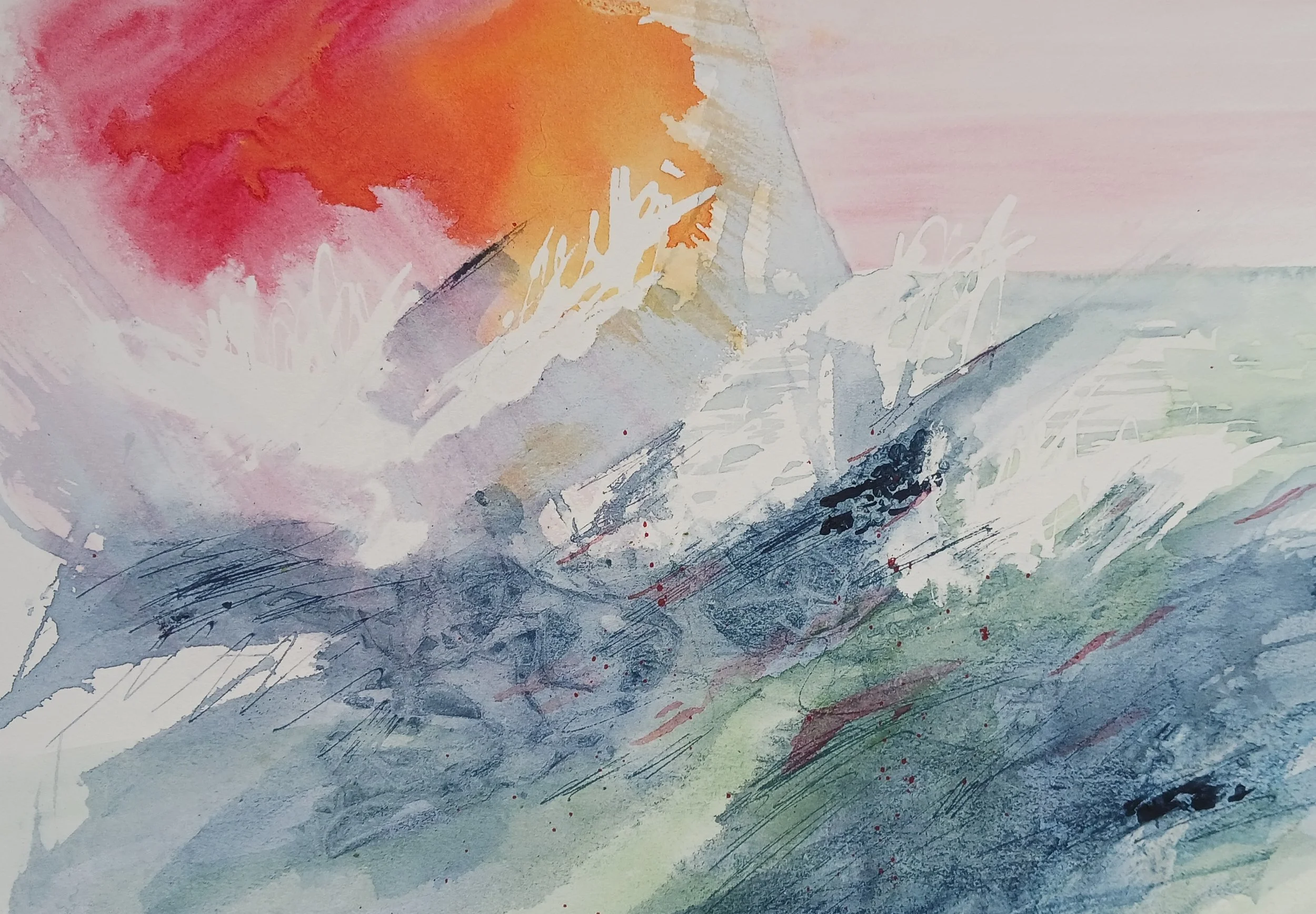 Fire On The Water, Ellen Minnehan, Watercolor, $250.