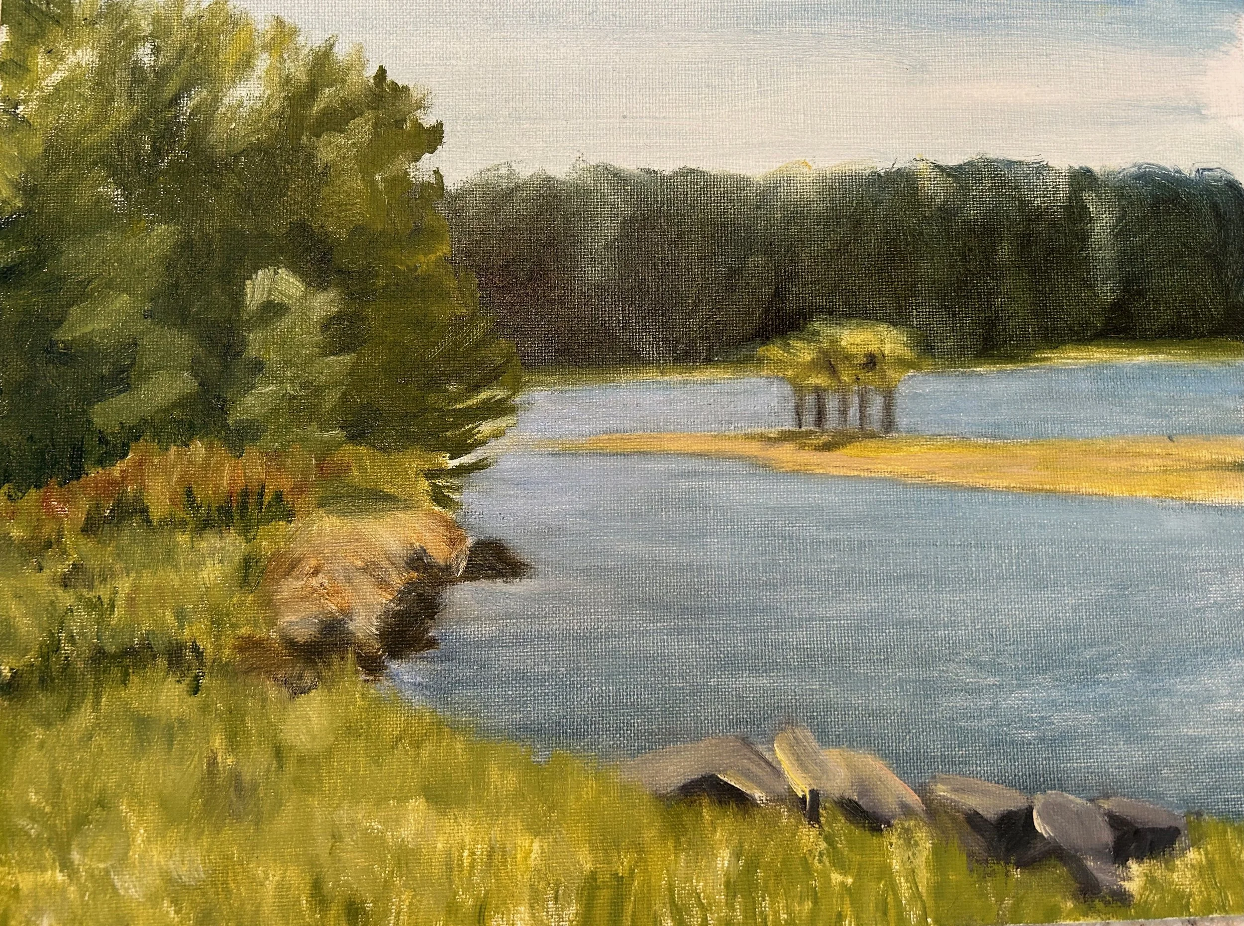 Tiny Island, Susie Hitchcox, Oil, $200. (14x17")